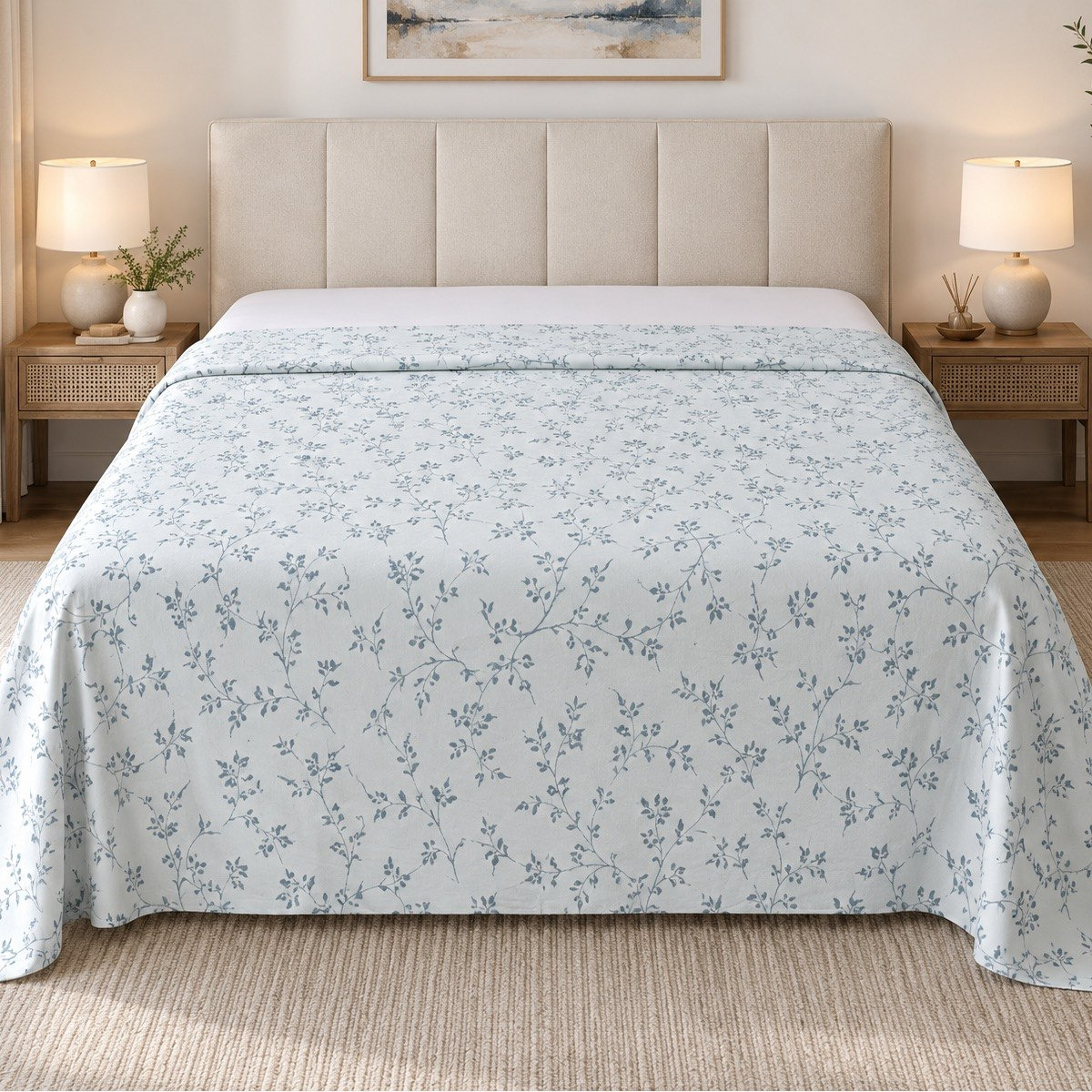 شرشف مسطح قطن كينج بطبعات من مالطا فابل - 240 × 260 سم-hbxhomeware-bedding-flatsheets-image-2