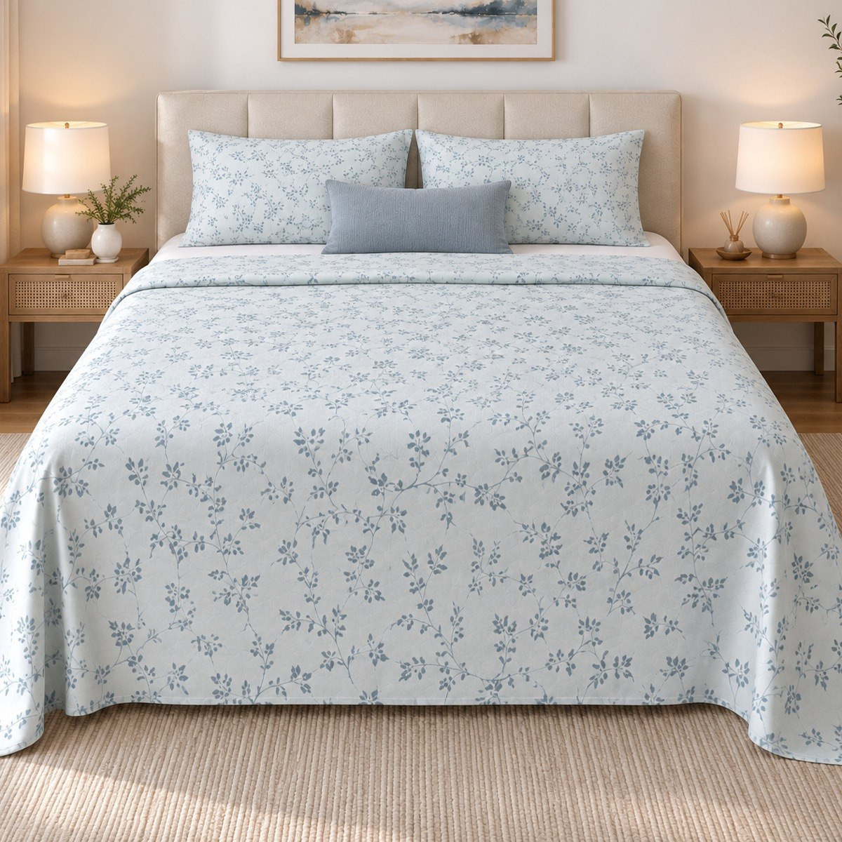 شرشف مسطح قطن كينج بطبعات من مالطا فابل - 240 × 260 سم-hbxhomeware-bedding-flatsheets-image-4