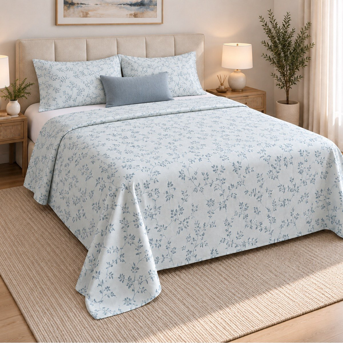 شرشف مسطح قطن كينج بطبعات من مالطا فابل - 240 × 260 سم-hbxhomeware-bedding-flatsheets-image-5
