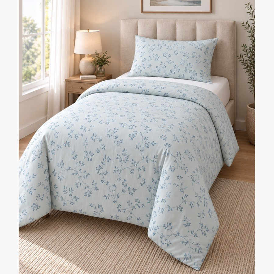طقم لحاف فردي قطن بطبعات قطعتين من مالطا فابل - 135 × 220 سم-hbxhomeware-bedding-bedinabag-image-1