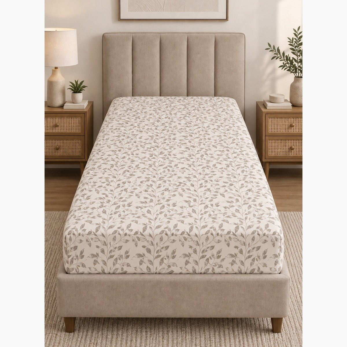 Malta Grove Printed Cotton Single Fitted Sheet - 90x200+33 cm-hbxhomeware-bedding-fittedsheets-image-3