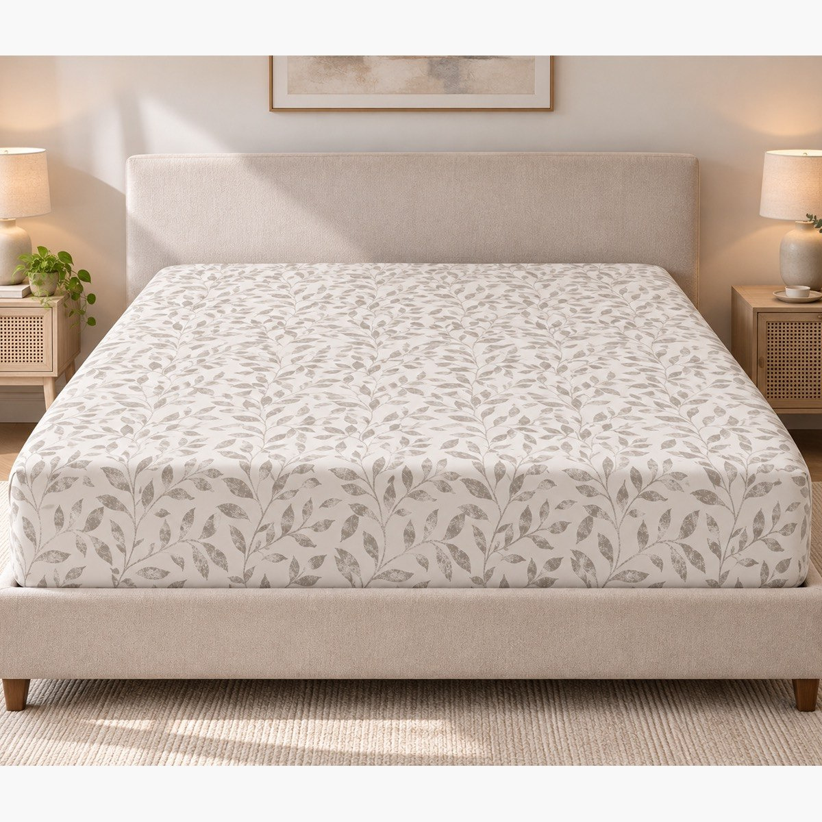Malta Grove Printed Cotton King Fitted Sheet - 180x200+33 cm-hbxhomeware-bedding-fittedsheets-image-3