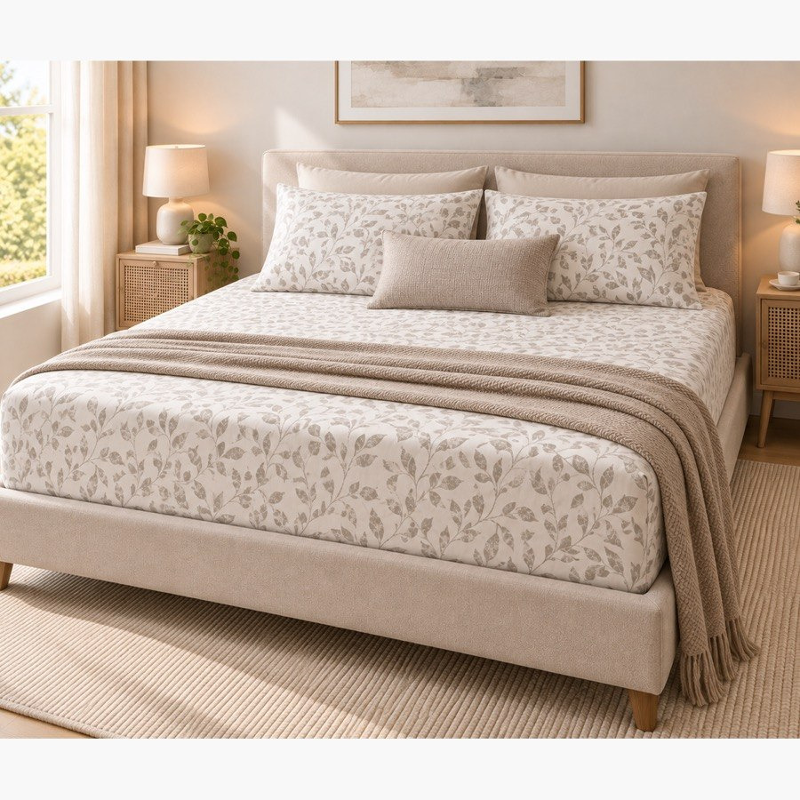 Malta Grove Printed Cotton King Fitted Sheet - 180x200+33 cm-hbxhomeware-bedding-fittedsheets-image-5