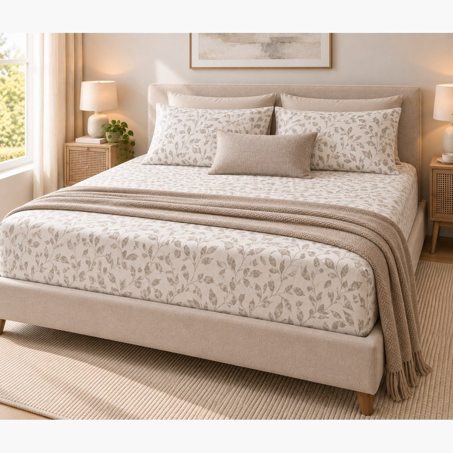 Malta Grove Printed Cotton Super King Fitted Sheet - 200x200+33 cm-hbxhomeware-bedding-fittedsheets-image-5