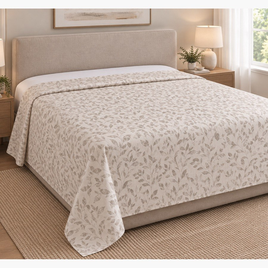 Malta Grove Printed Cotton King Flat Sheet - 240x260 cm-hbxhomeware-bedding-flatsheets-image-1