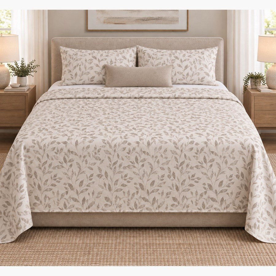Malta Grove Printed Cotton King Flat Sheet - 240x260 cm-hbxhomeware-bedding-flatsheets-image-4