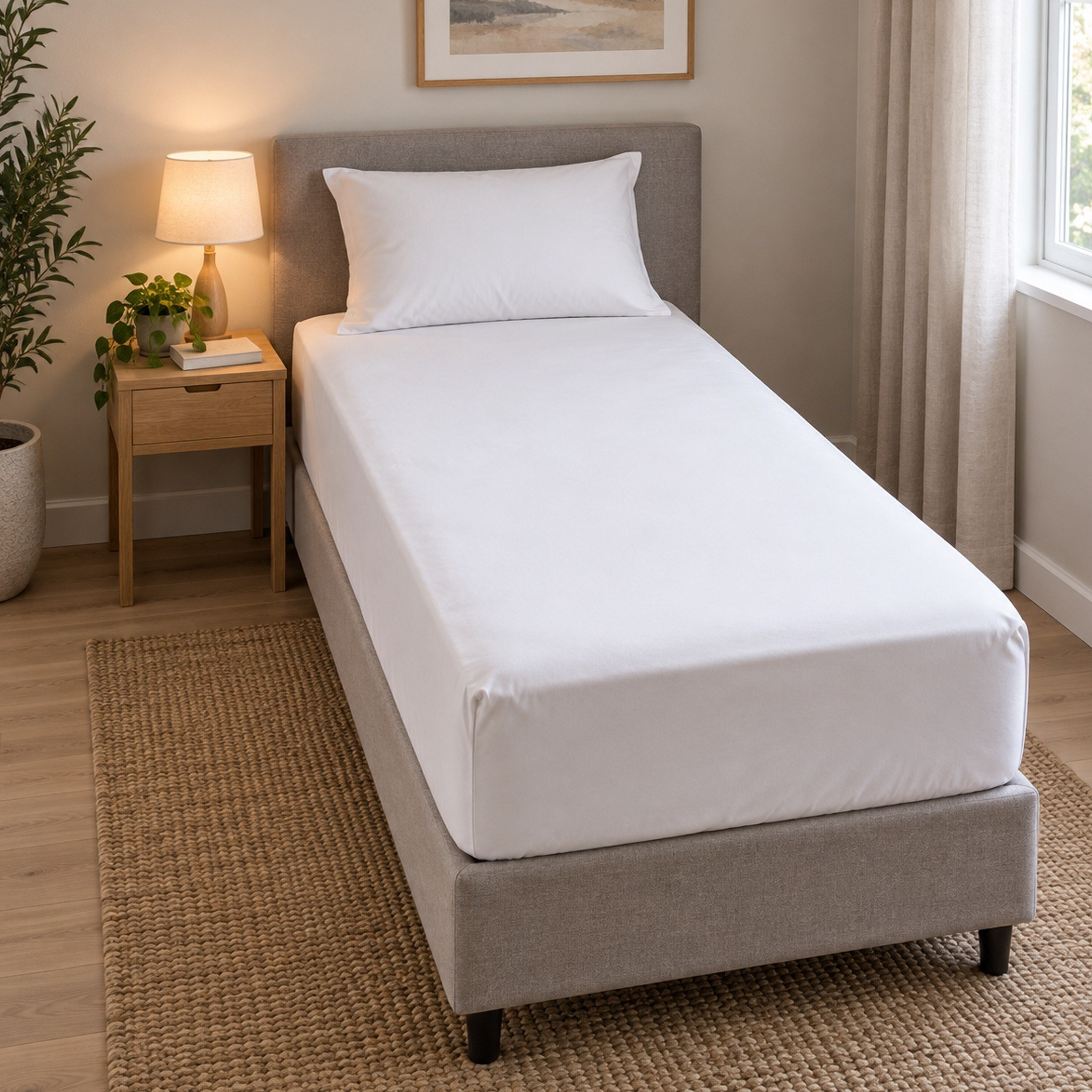 Ballina Cotton Single Fitted Sheet - 90x200+33 cm-hbxhomeware-bedding-fittedsheets-image-1
