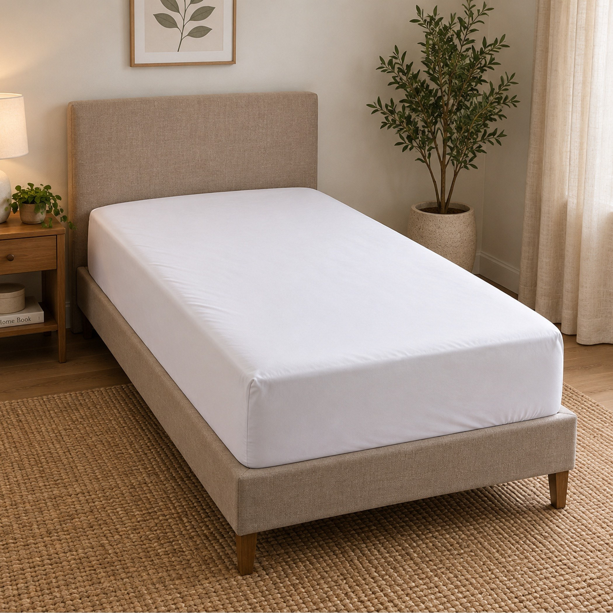 شرشف مطاطي توين قطن سادة من بالينا - 120x200+33 سم-hbxhomeware-bedding-fittedsheets-image-1