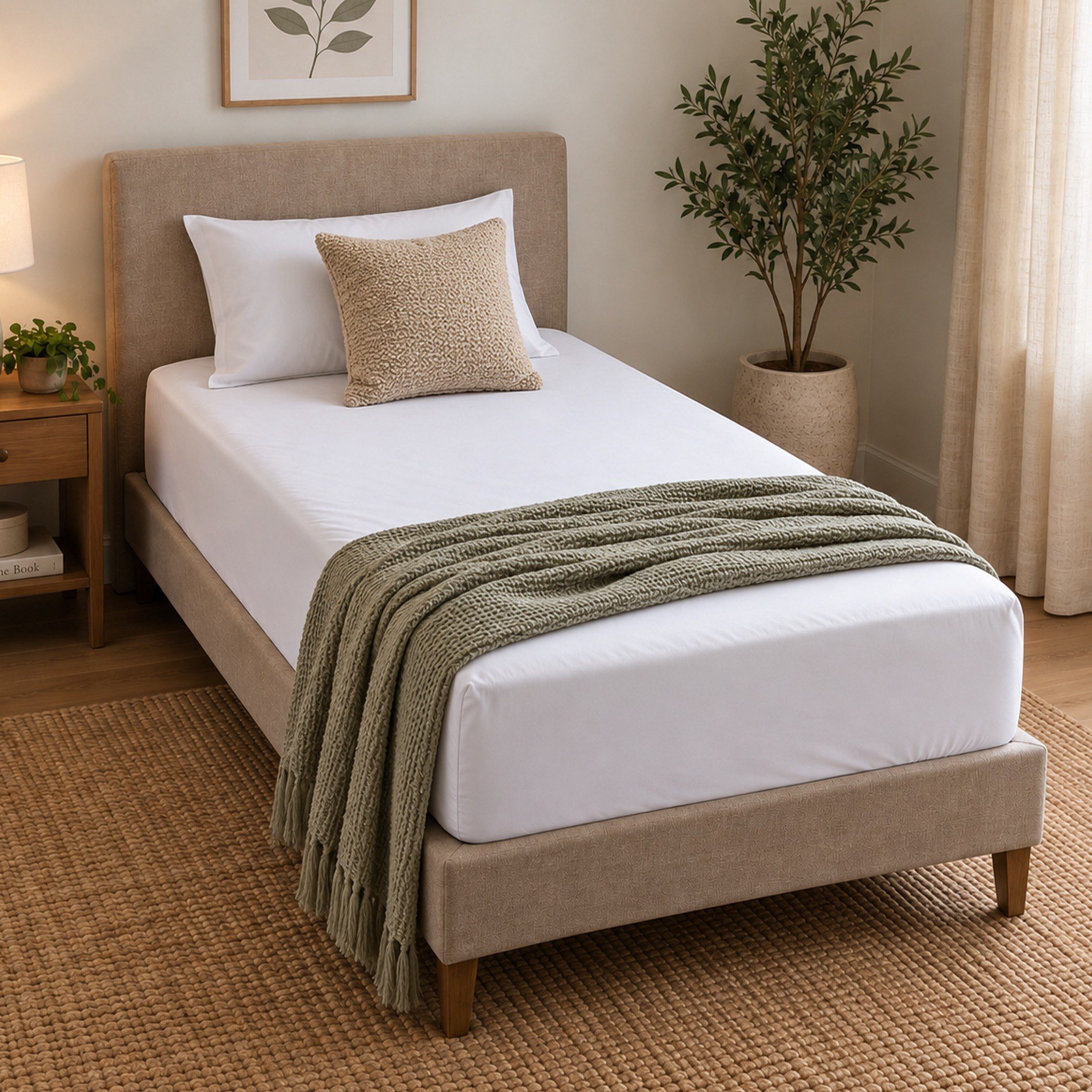 شرشف مطاطي توين قطن سادة من بالينا - 120x200+33 سم-hbxhomeware-bedding-fittedsheets-image-4