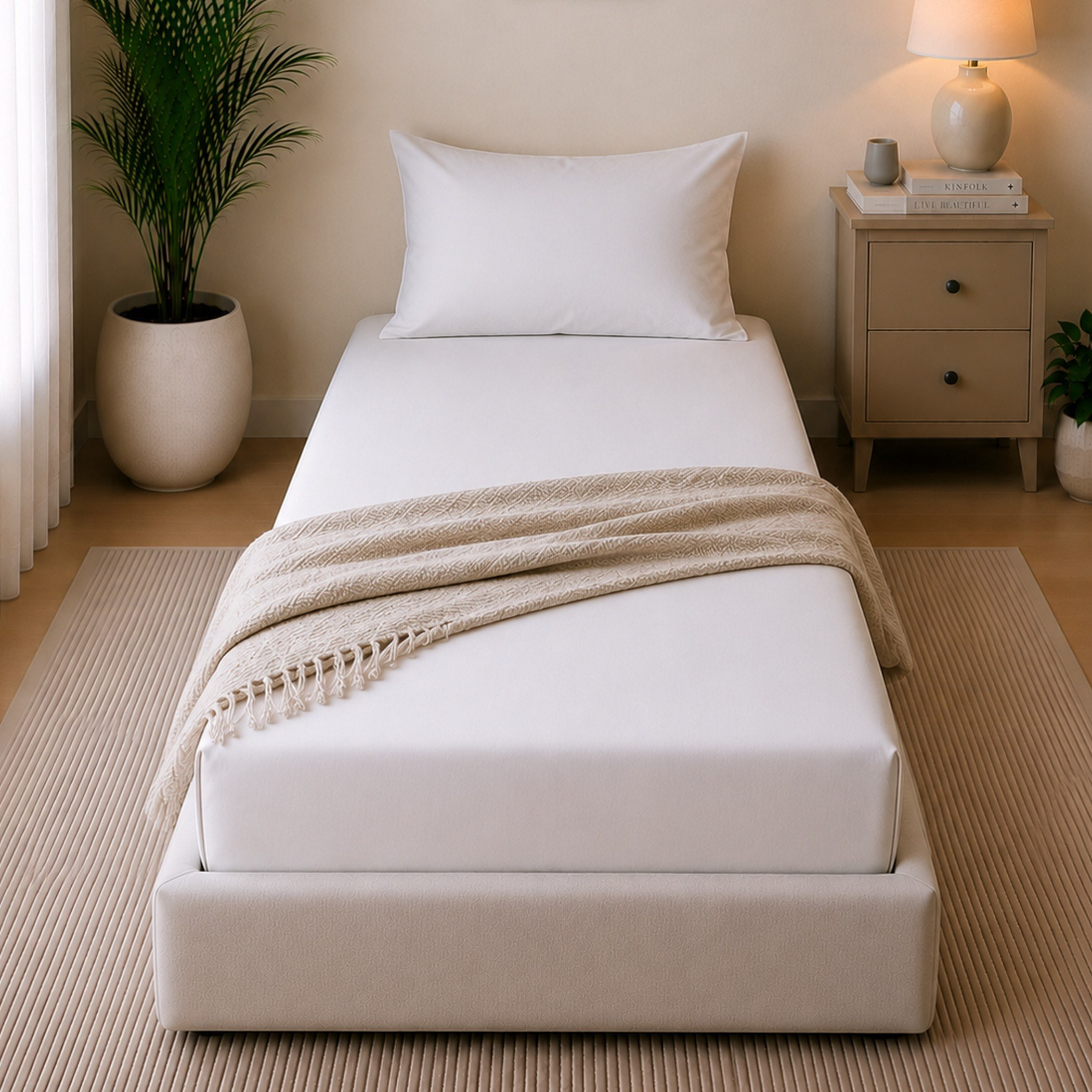 Ballina Solid Cotton Twin Flat Sheet - 170x260 cm-hbxhomeware-bedding-flatsheets-image-3