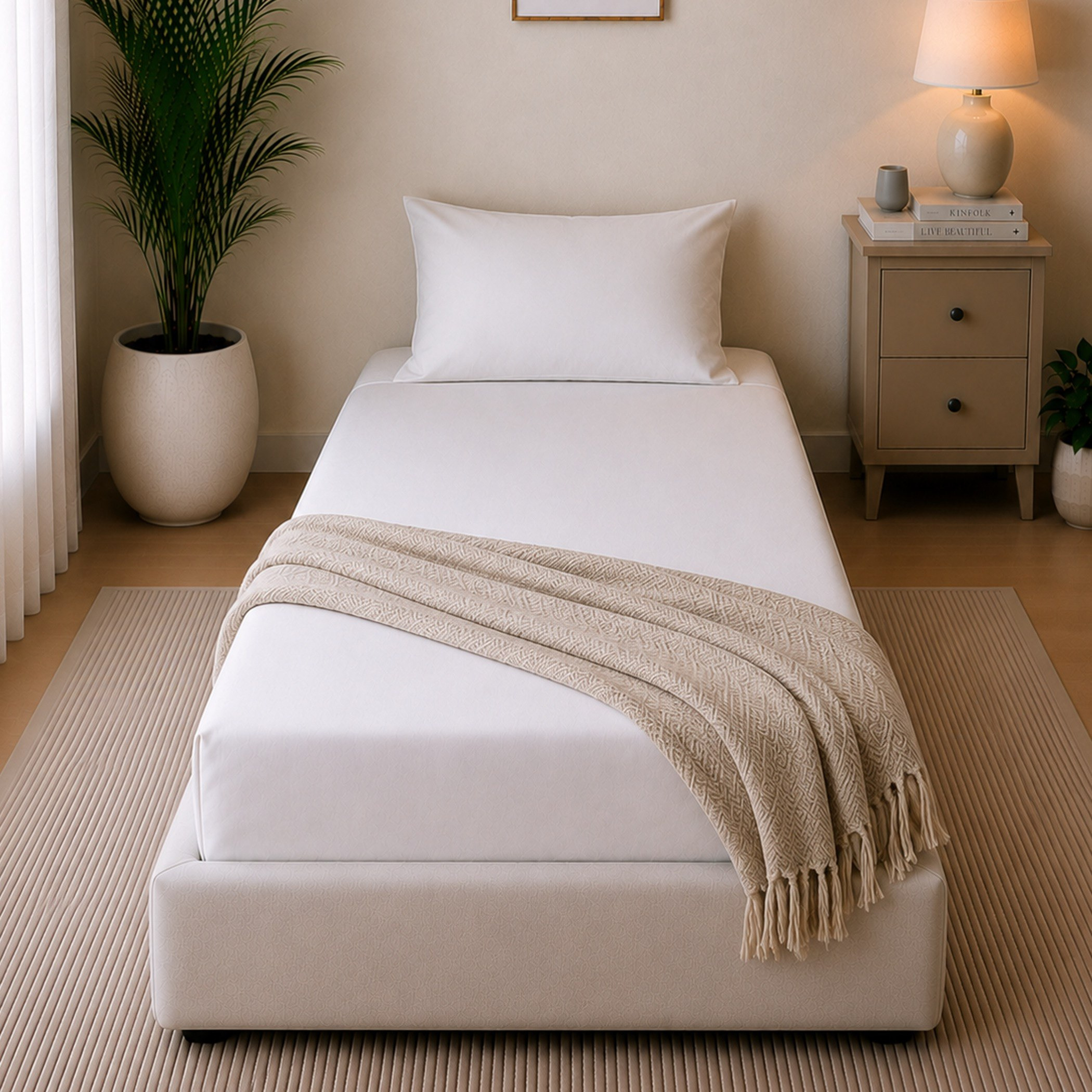 Ballina Solid Cotton Twin Flat Sheet - 170x260 cm-hbxhomeware-bedding-flatsheets-image-4