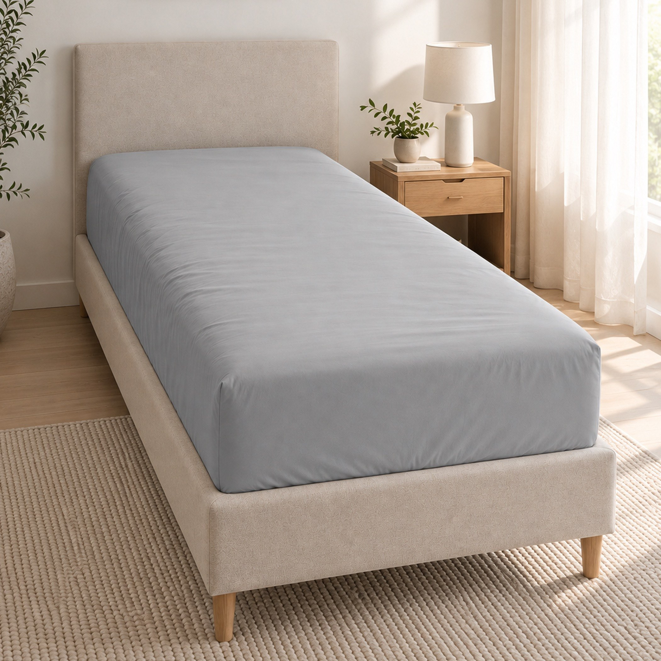 Ballina Cotton Single Fitted Sheet - 90x200+33 cm-hbxhomeware-bedding-fittedsheets-image-1
