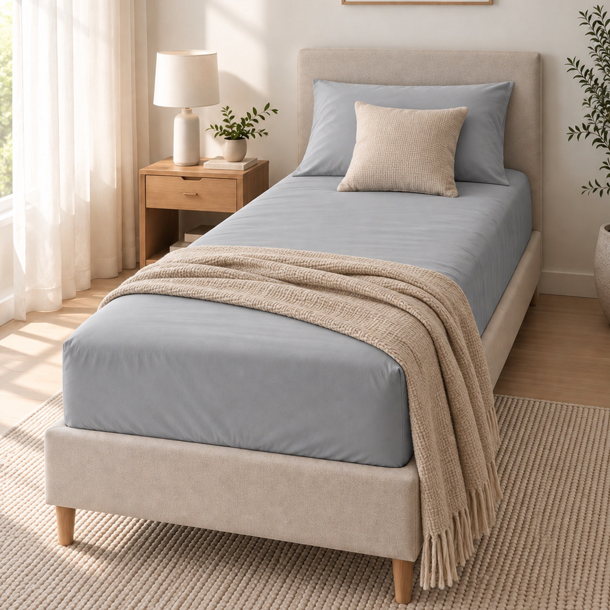 Ballina Cotton Single Fitted Sheet - 90x200+33 cm-hbxhomeware-bedding-fittedsheets-image-3