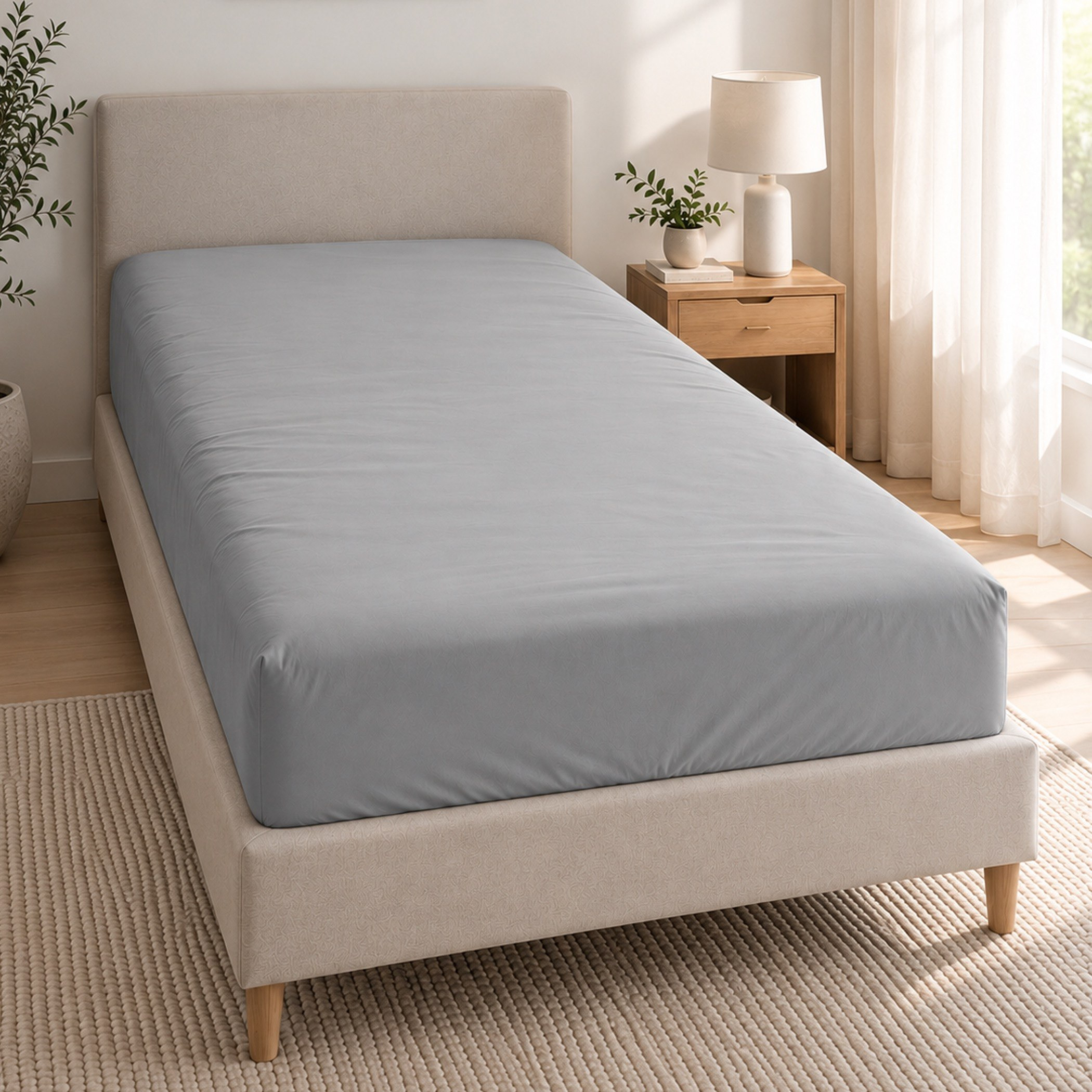 Ballina Solid Cotton Twin Fitted Sheet - 120x200+33 cm-hbxhomeware-bedding-fittedsheets-image-1