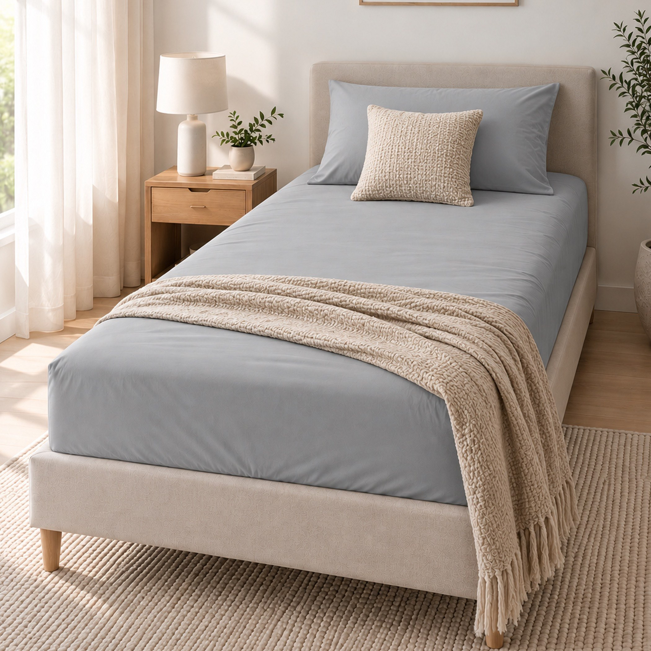 Ballina Solid Cotton Twin Fitted Sheet - 120x200+33 cm-hbxhomeware-bedding-fittedsheets-image-4
