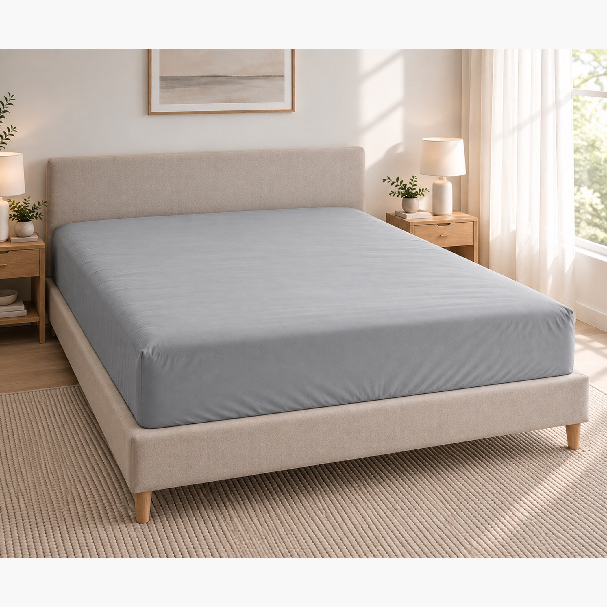 شرشف مطاطي قطن كوين من بالينا - 150x200+33 سم-hbxhomeware-bedding-fittedsheets-image-1