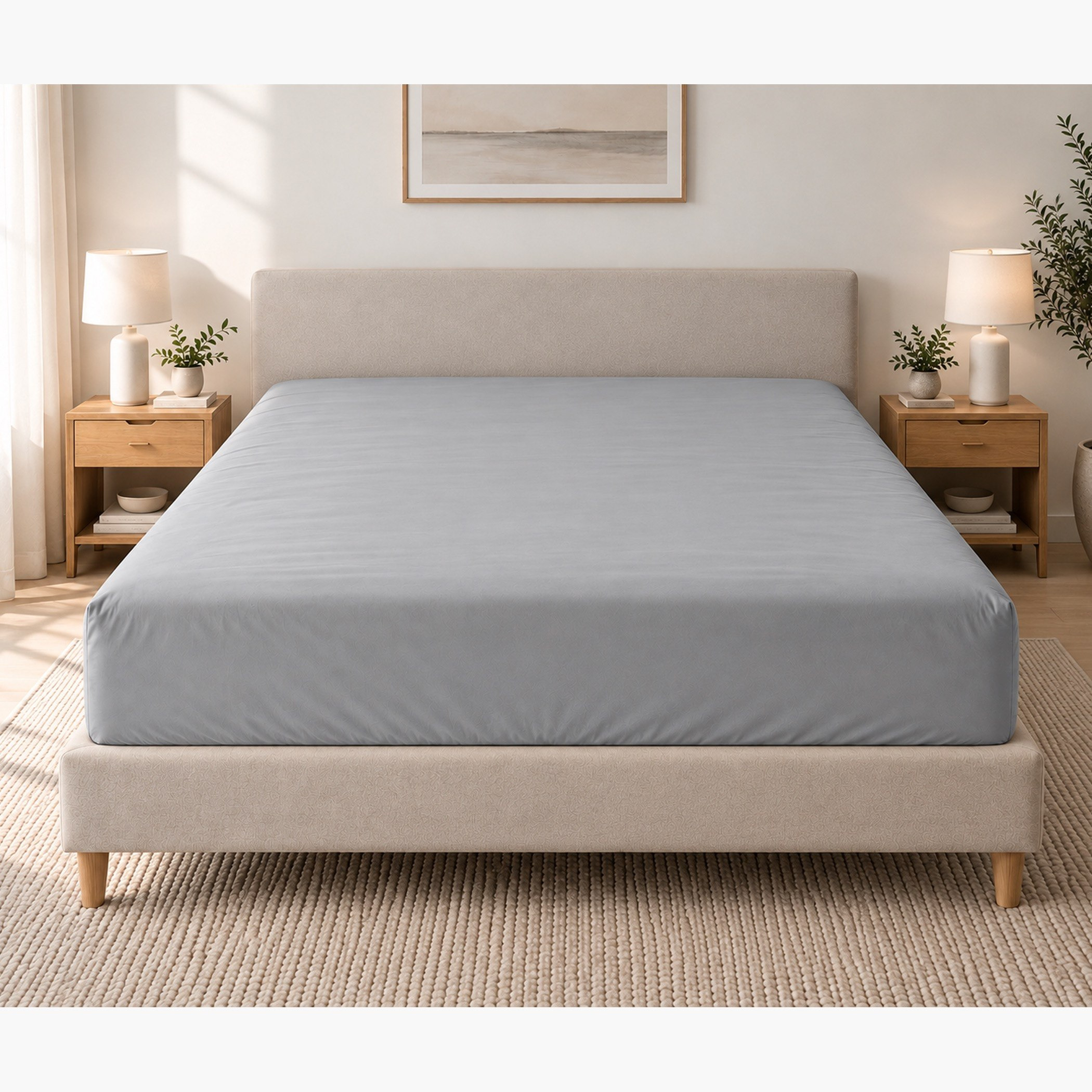 شرشف مطاطي قطن كوين من بالينا - 150x200+33 سم-hbxhomeware-bedding-fittedsheets-image-2