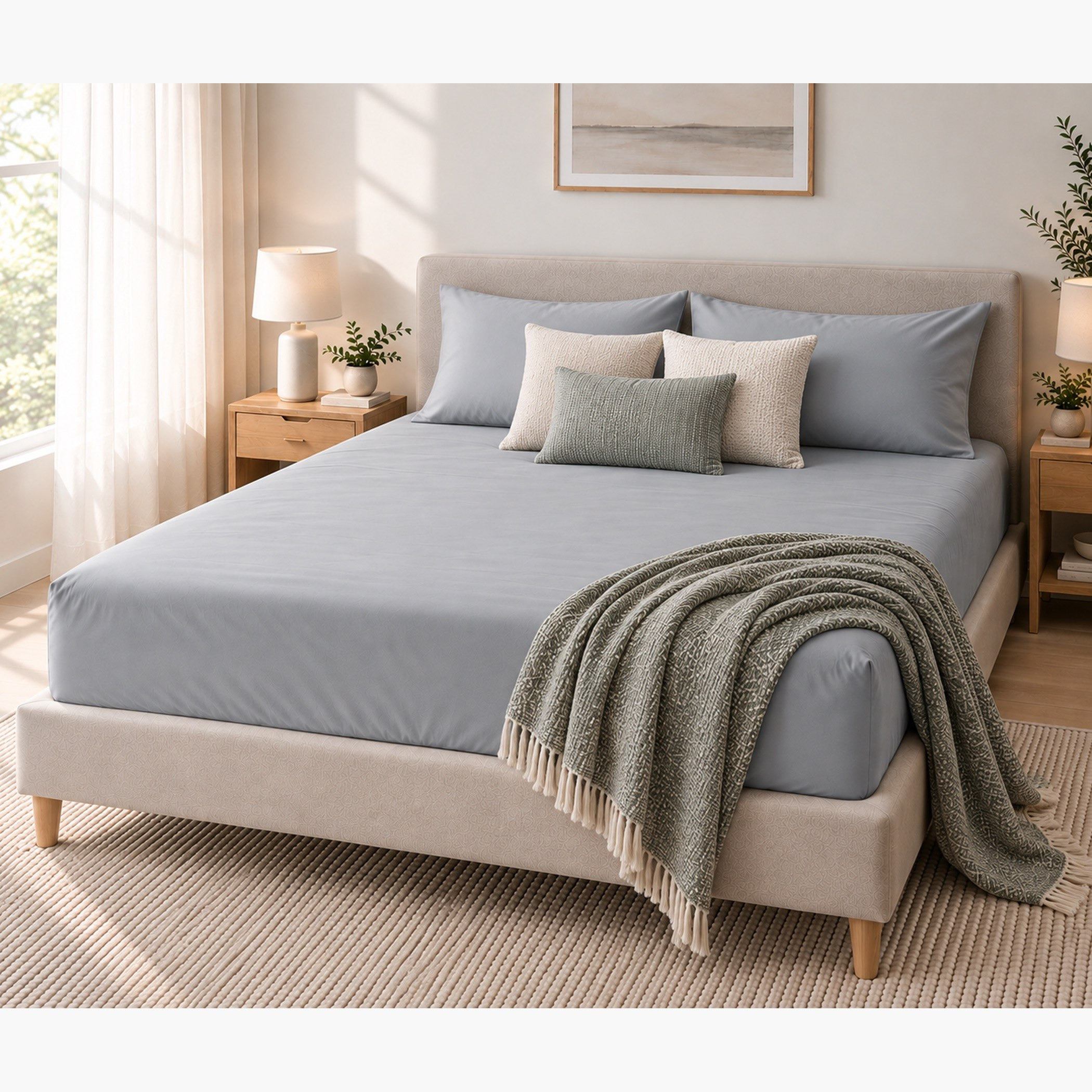 شرشف مطاطي قطن كوين من بالينا - 150x200+33 سم-hbxhomeware-bedding-fittedsheets-image-4