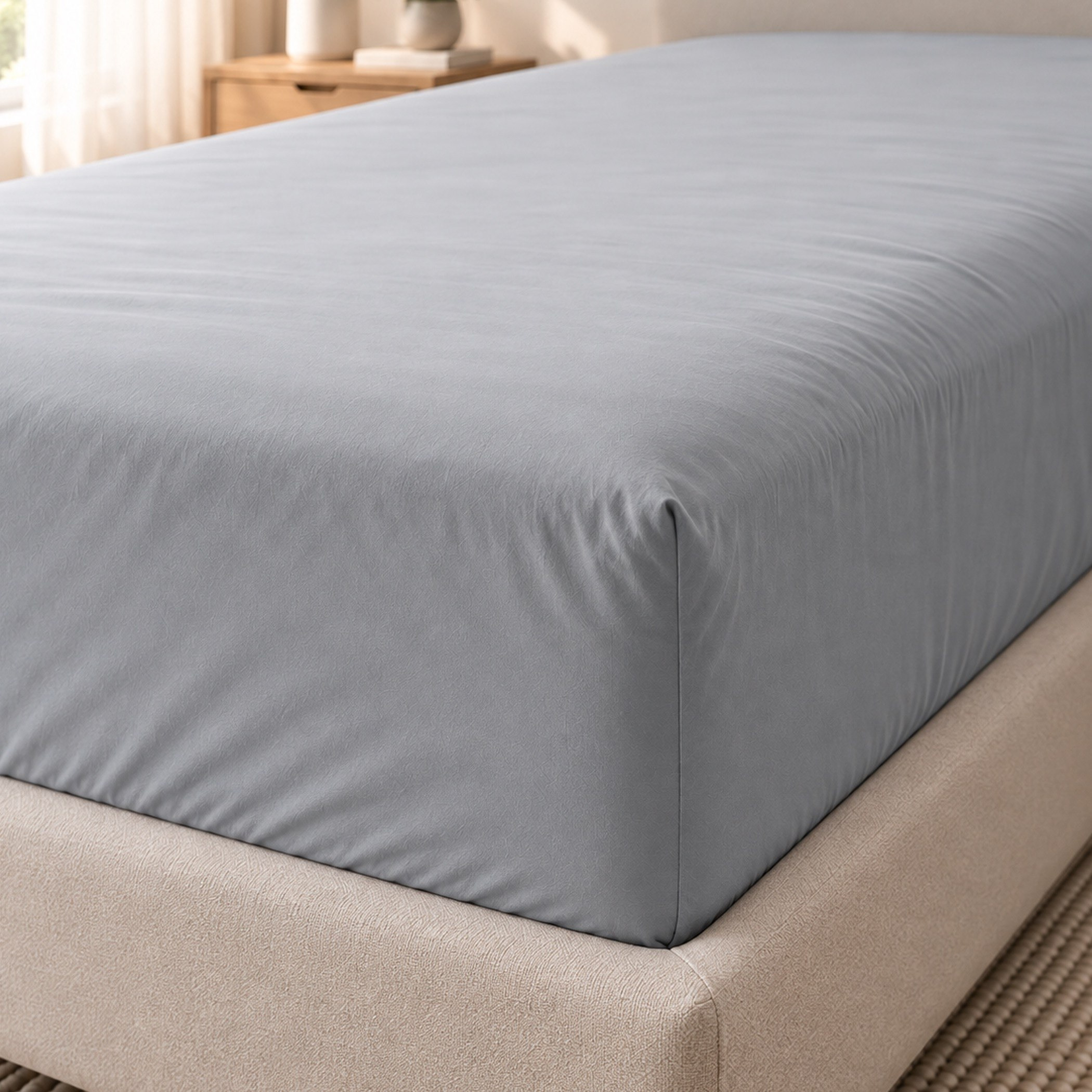 Ballina Solid Cotton King Fitted Sheet - 180x200+33 cm-hbxhomeware-bedding-fittedsheets-image-3