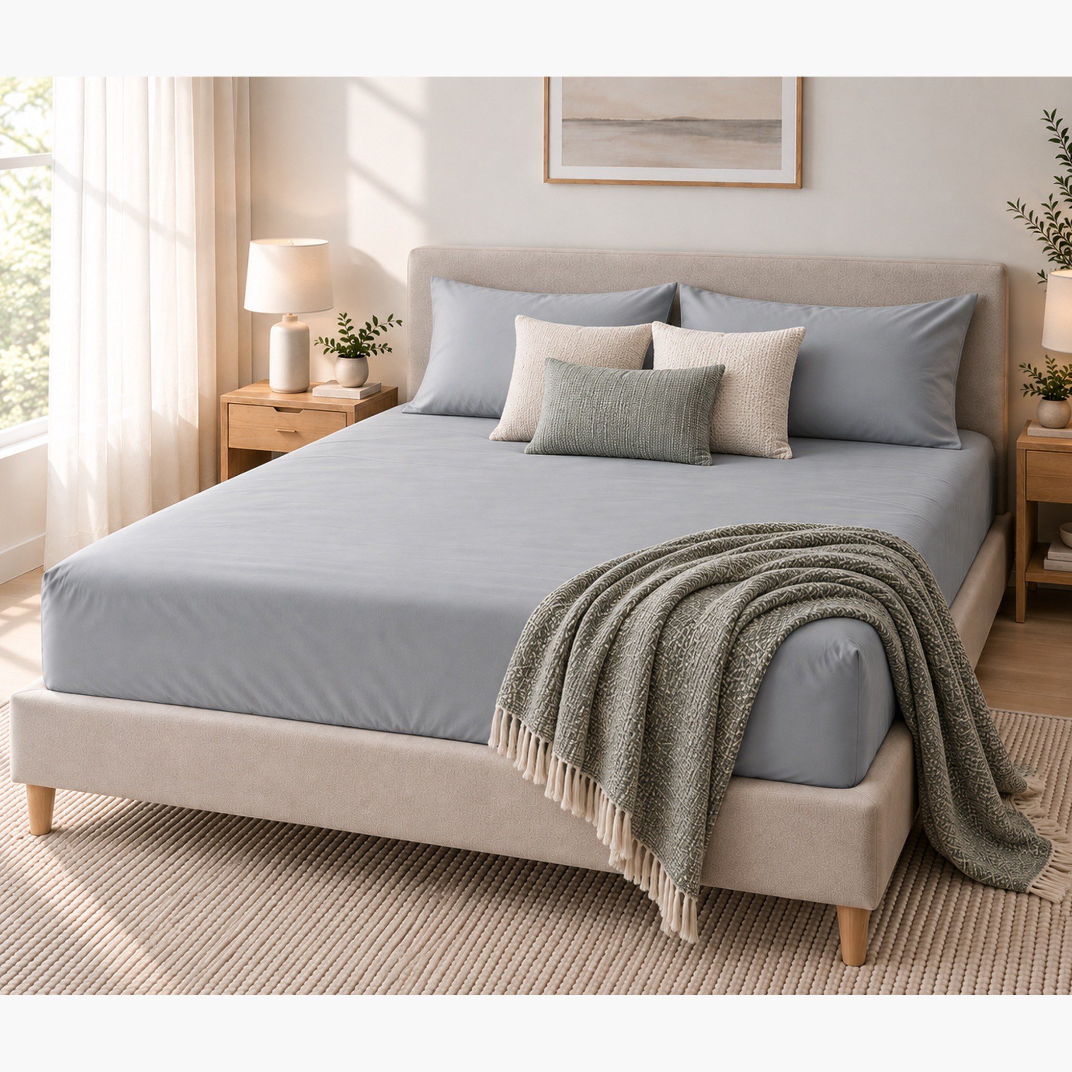 Ballina Solid Cotton King Fitted Sheet - 180x200+33 cm-hbxhomeware-bedding-fittedsheets-image-4