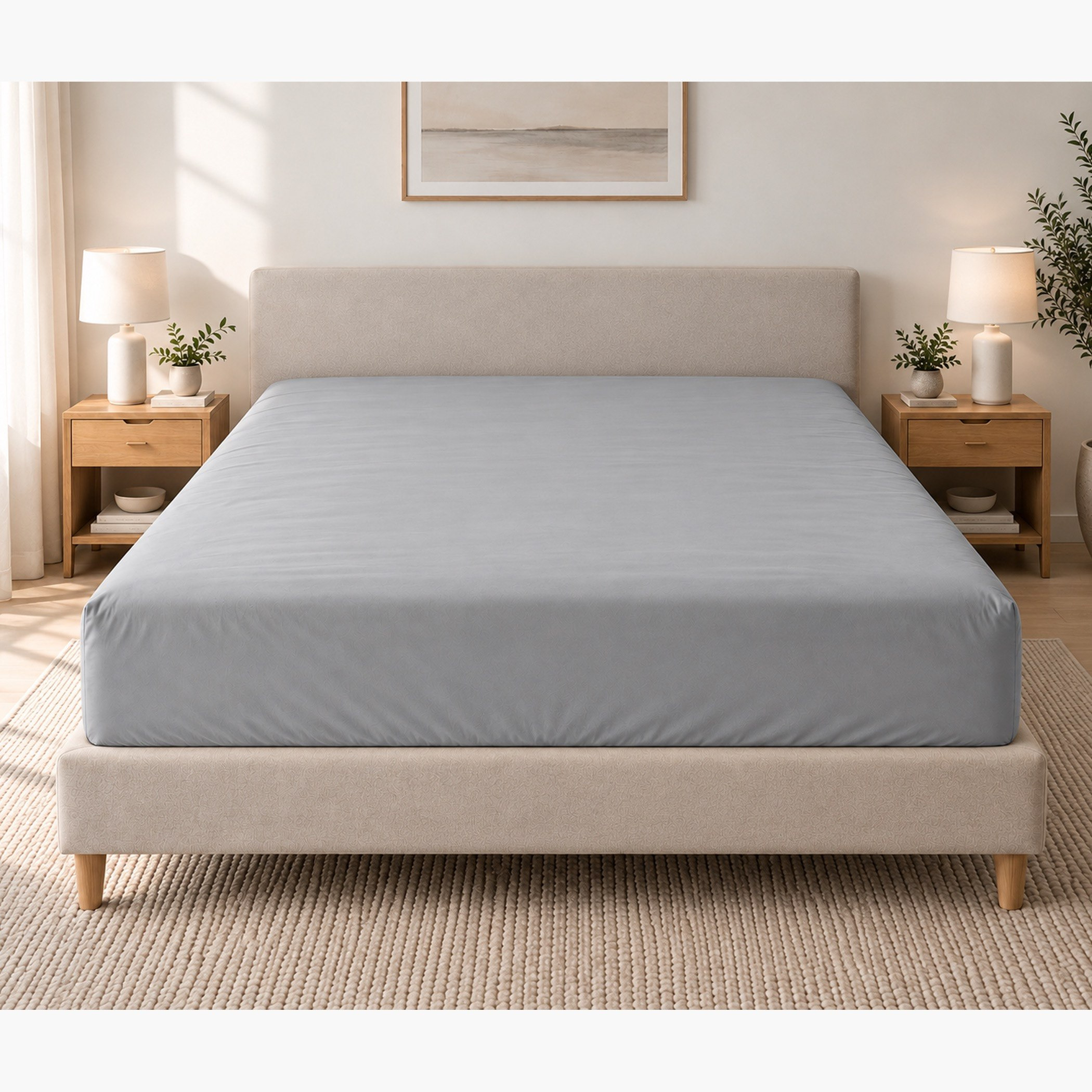 Ballina Solid Cotton Super King Fitted Sheet - 200x200+33 cm-hbxhomeware-bedding-fittedsheets-image-2