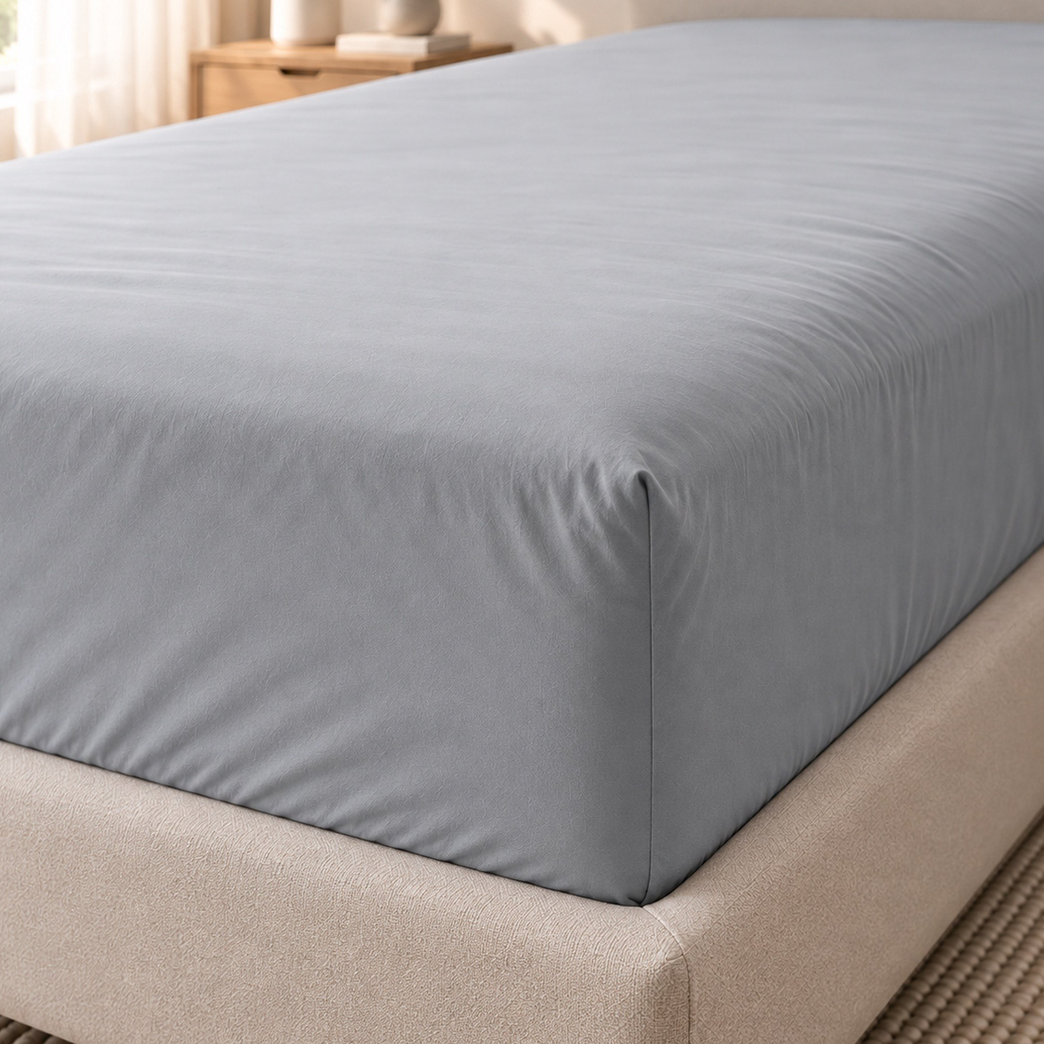 Ballina Solid Cotton Super King Fitted Sheet - 200x200+33 cm-hbxhomeware-bedding-fittedsheets-image-3