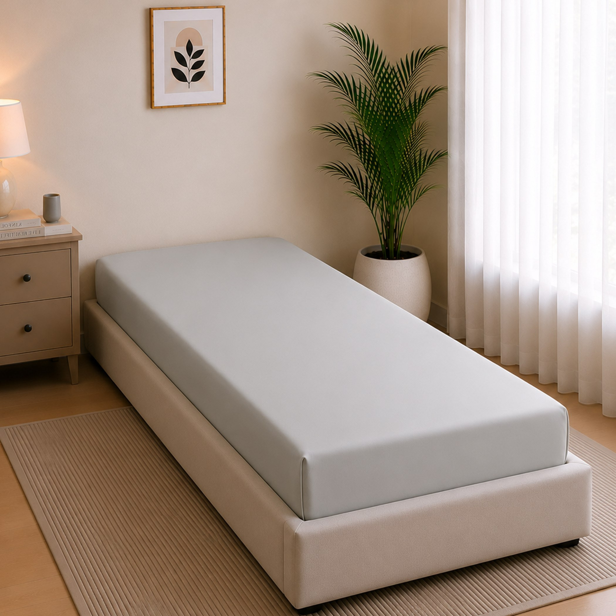 Ballina Solid Cotton Twin Flat Sheet - 170x260 cm-hbxhomeware-bedding-flatsheets-image-1