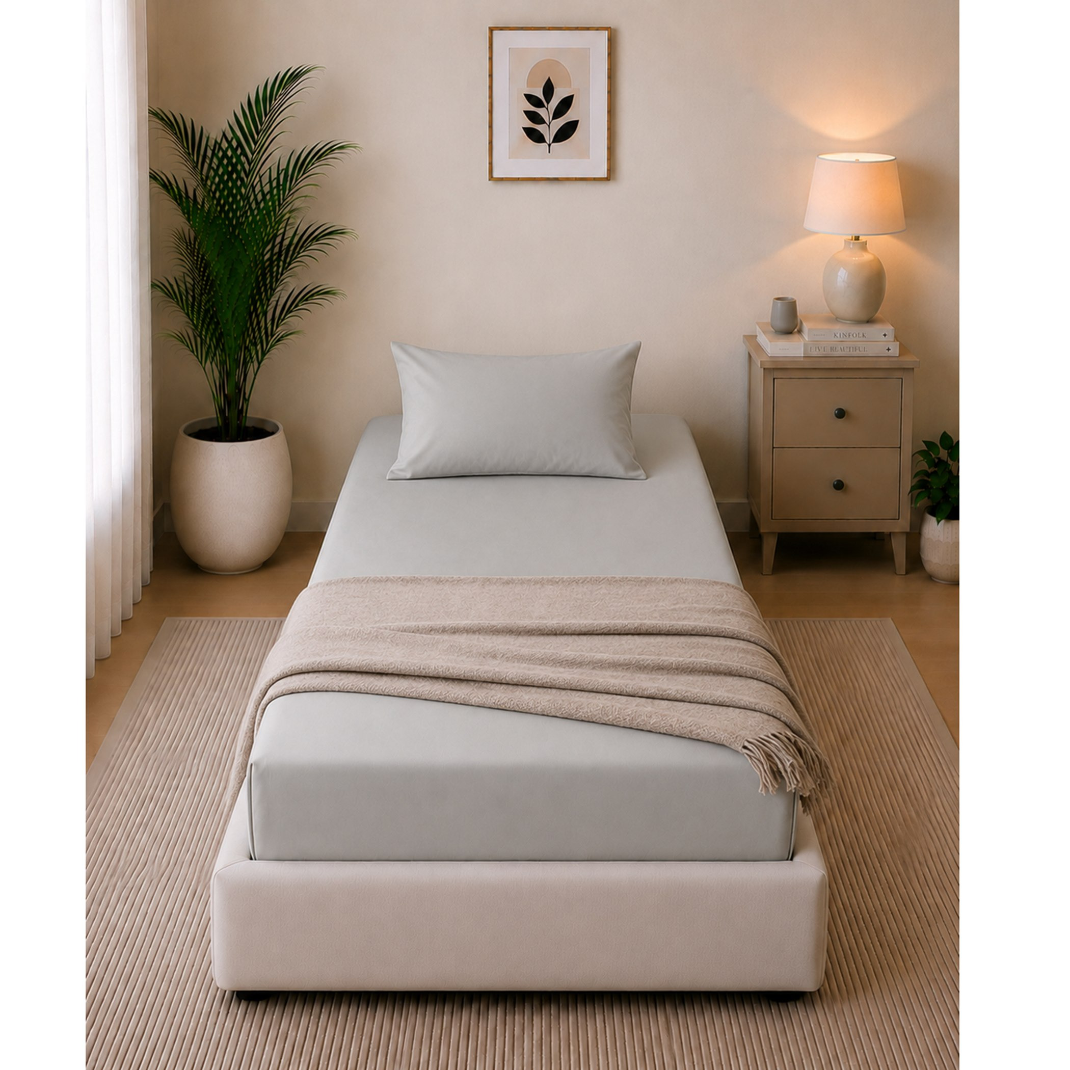 Ballina Solid Cotton Twin Flat Sheet - 170x260 cm-hbxhomeware-bedding-flatsheets-image-3