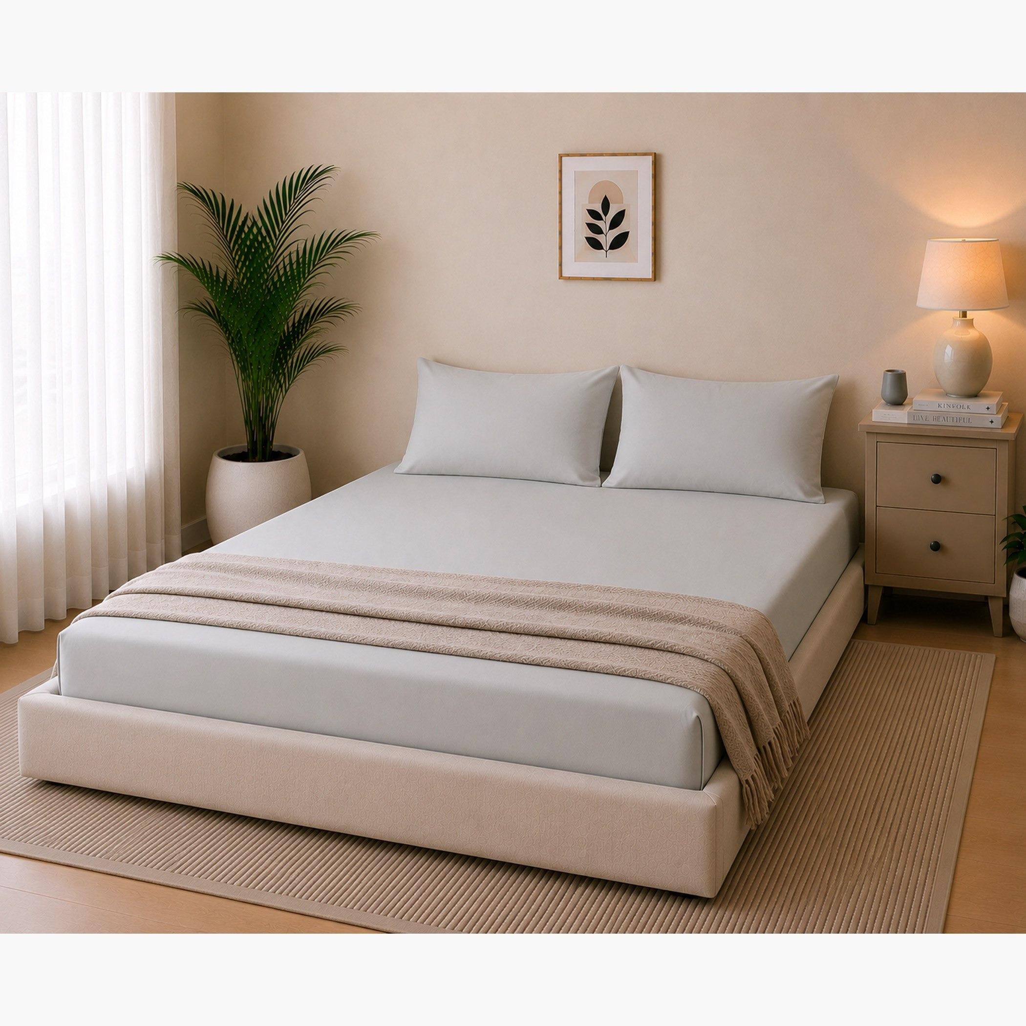 Ballina Solid Cotton King Flat Sheet - 240x260 cm-hbxhomeware-bedding-flatsheets-image-4