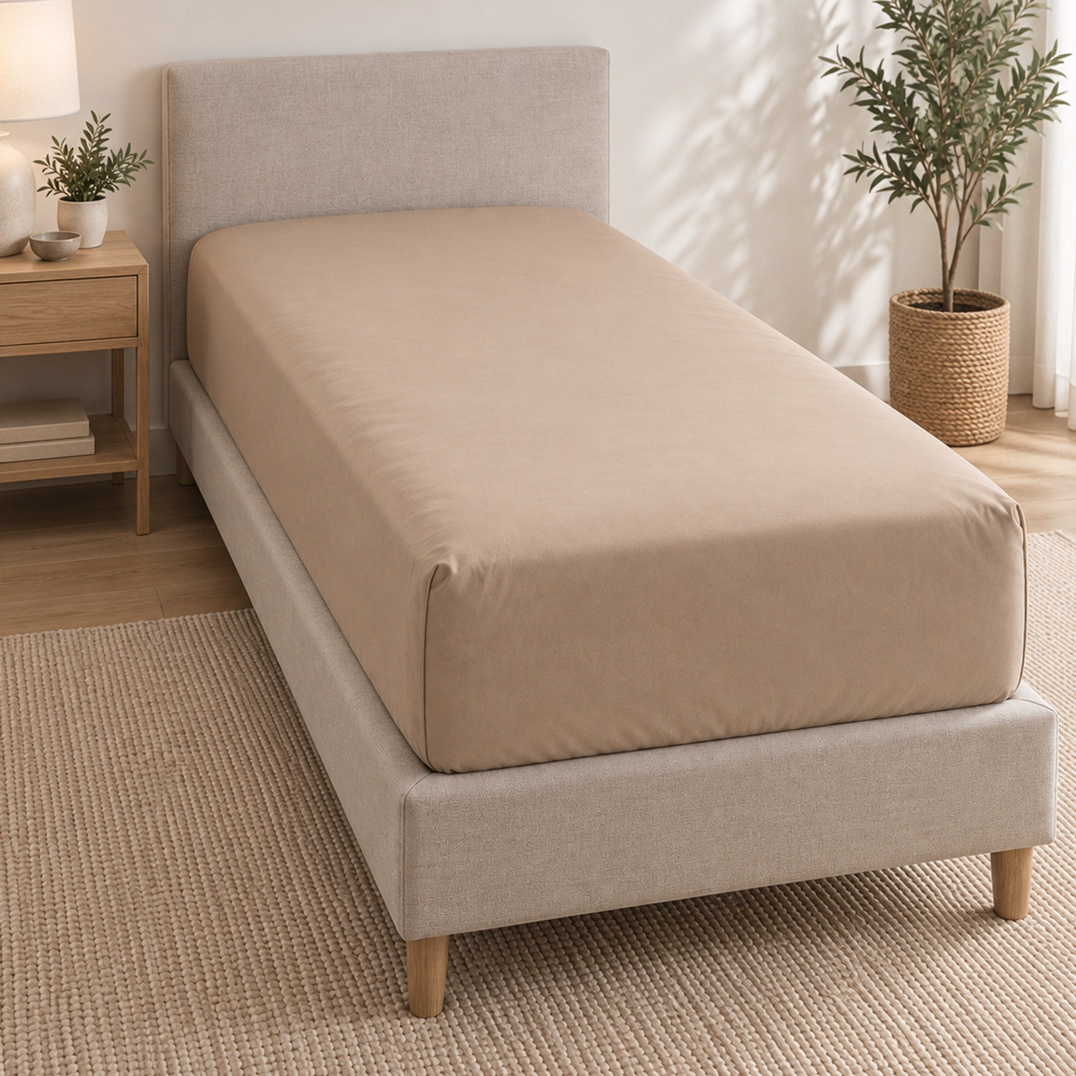 Ballina Solid Cotton Single Fitted Sheet - 90x200+33 cm-hbxhomeware-bedding-fittedsheets-image-1