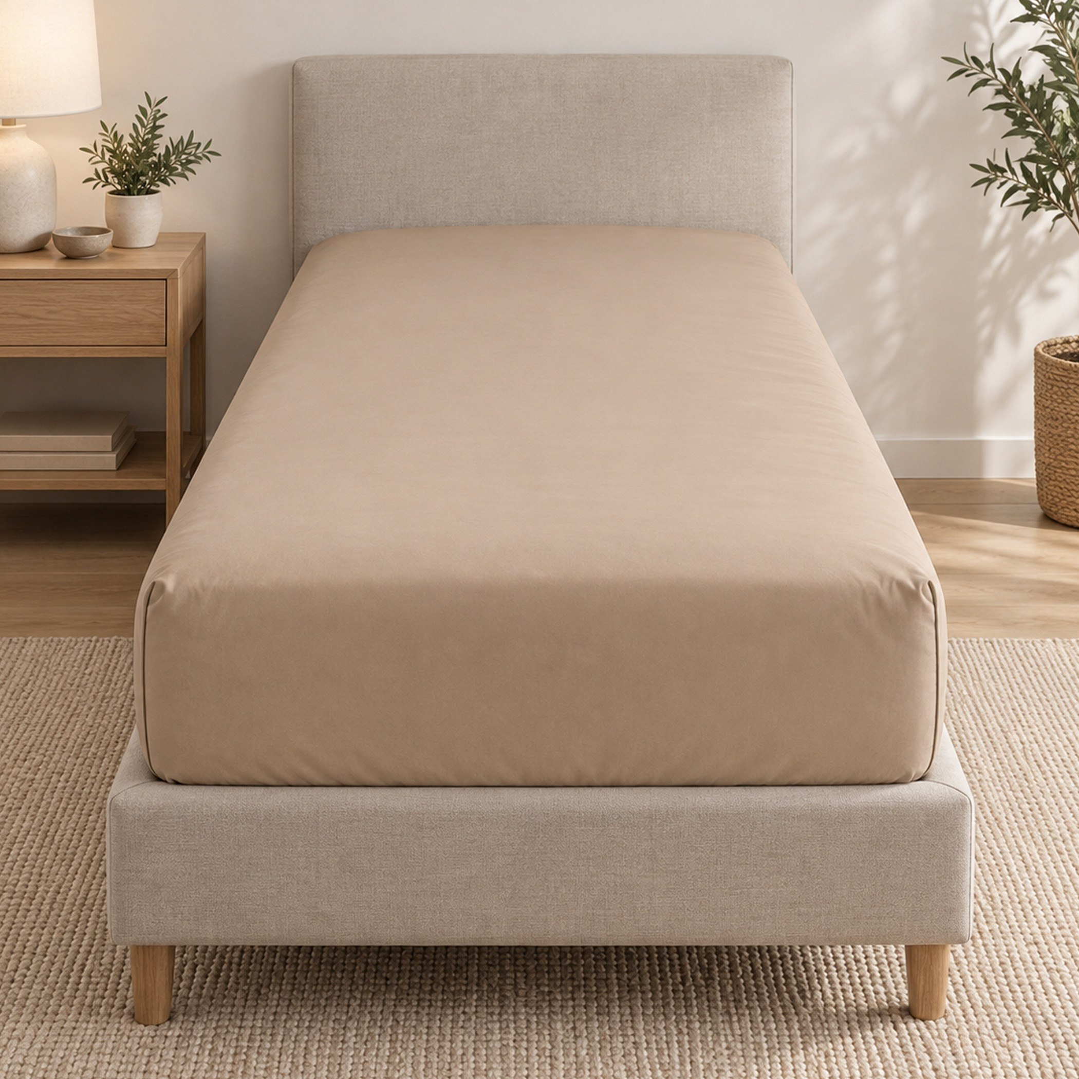 Ballina Solid Cotton Single Fitted Sheet - 90x200+33 cm-hbxhomeware-bedding-fittedsheets-image-2