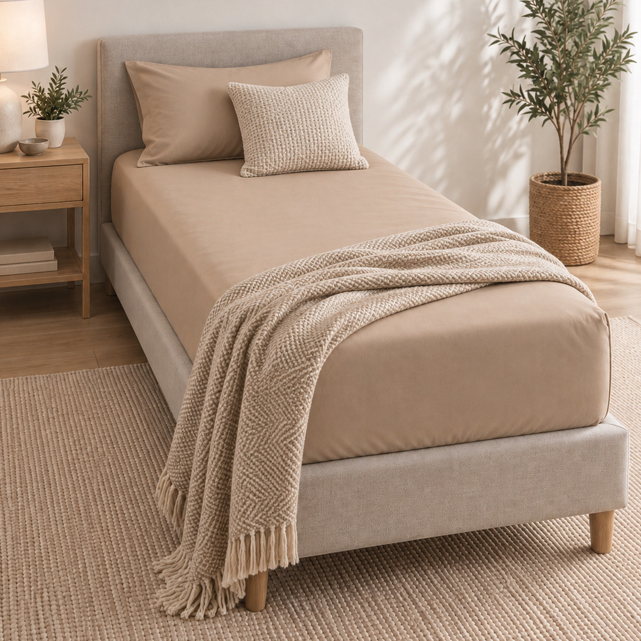 Ballina Solid Cotton Single Fitted Sheet - 90x200+33 cm-hbxhomeware-bedding-fittedsheets-image-3