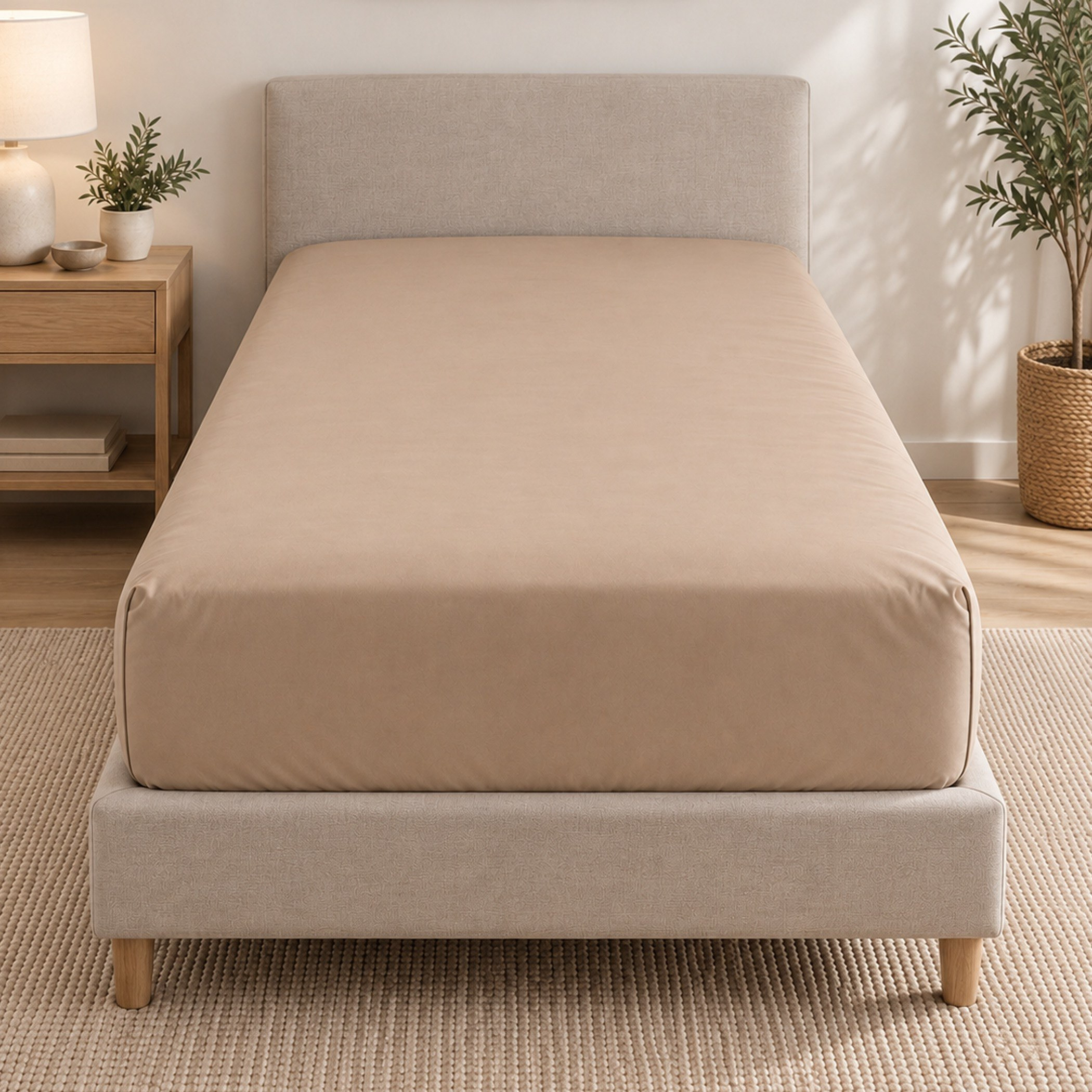 شرشف مطاطي توين قطن سادة من بالينا - 120x200+33 سم-hbxhomeware-bedding-fittedsheets-image-2