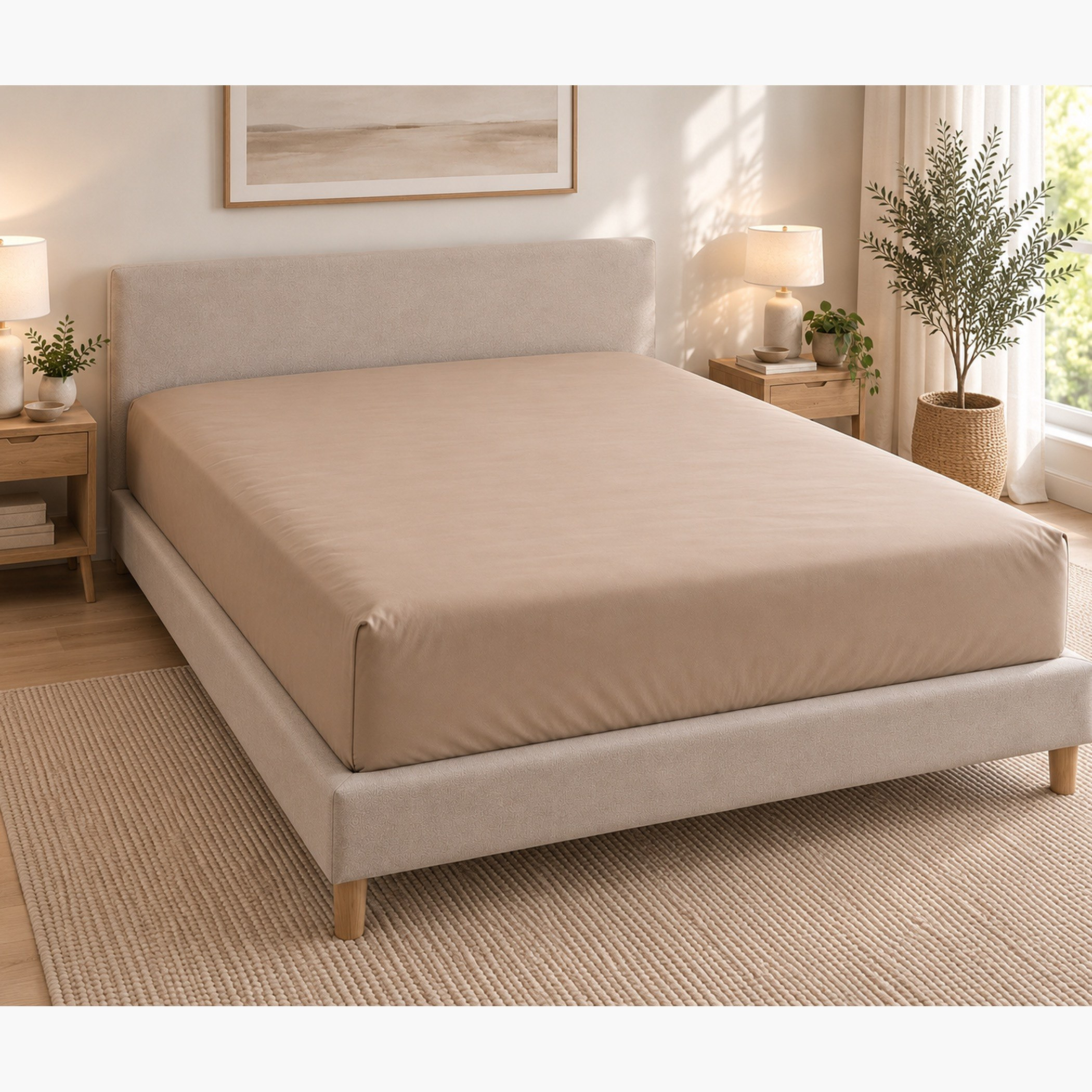 Ballina Solid Cotton King Fitted Sheet - 180x200+33 cm-hbxhomeware-bedding-fittedsheets-image-1