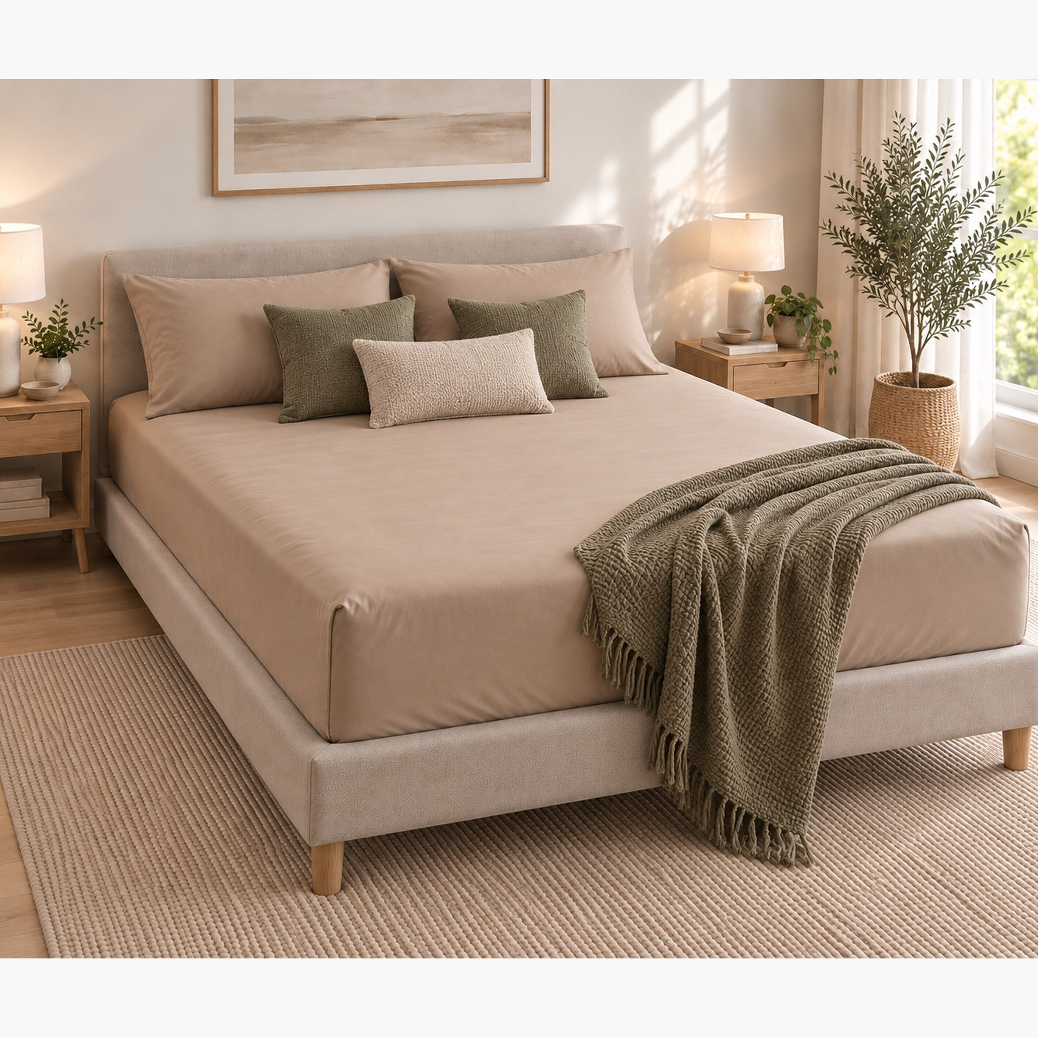 Ballina Solid Cotton King Fitted Sheet - 180x200+33 cm-hbxhomeware-bedding-fittedsheets-image-3
