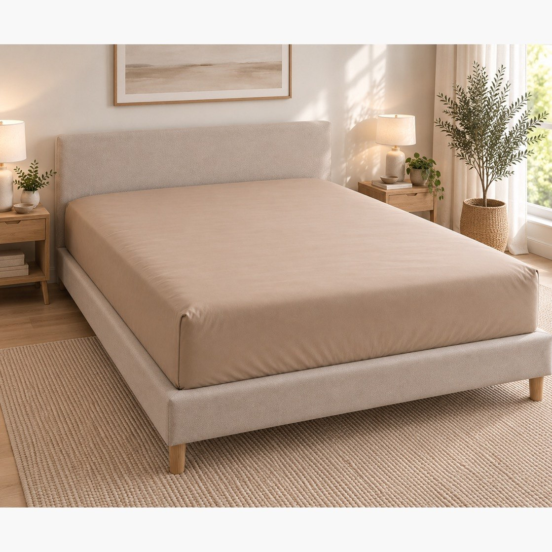 Ballina Solid Cotton Super King Fitted Sheet - 200x200+33 cm-hbxhomeware-bedding-fittedsheets-image-1