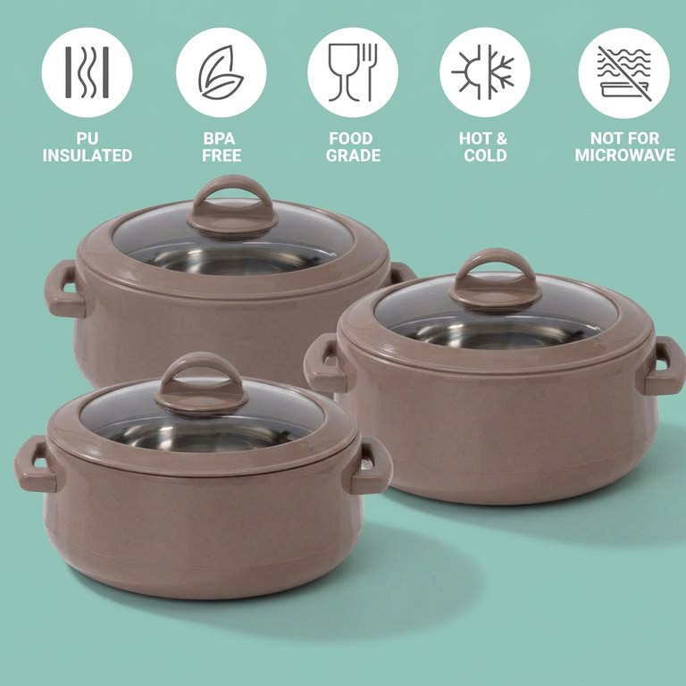 طقم كسرولات حفظ طعام عازلة للحرارة بأغطية زجاجية 3 قطع من فيرونا-hbxdecorandfurnishings-tabletop-serveware-image-2