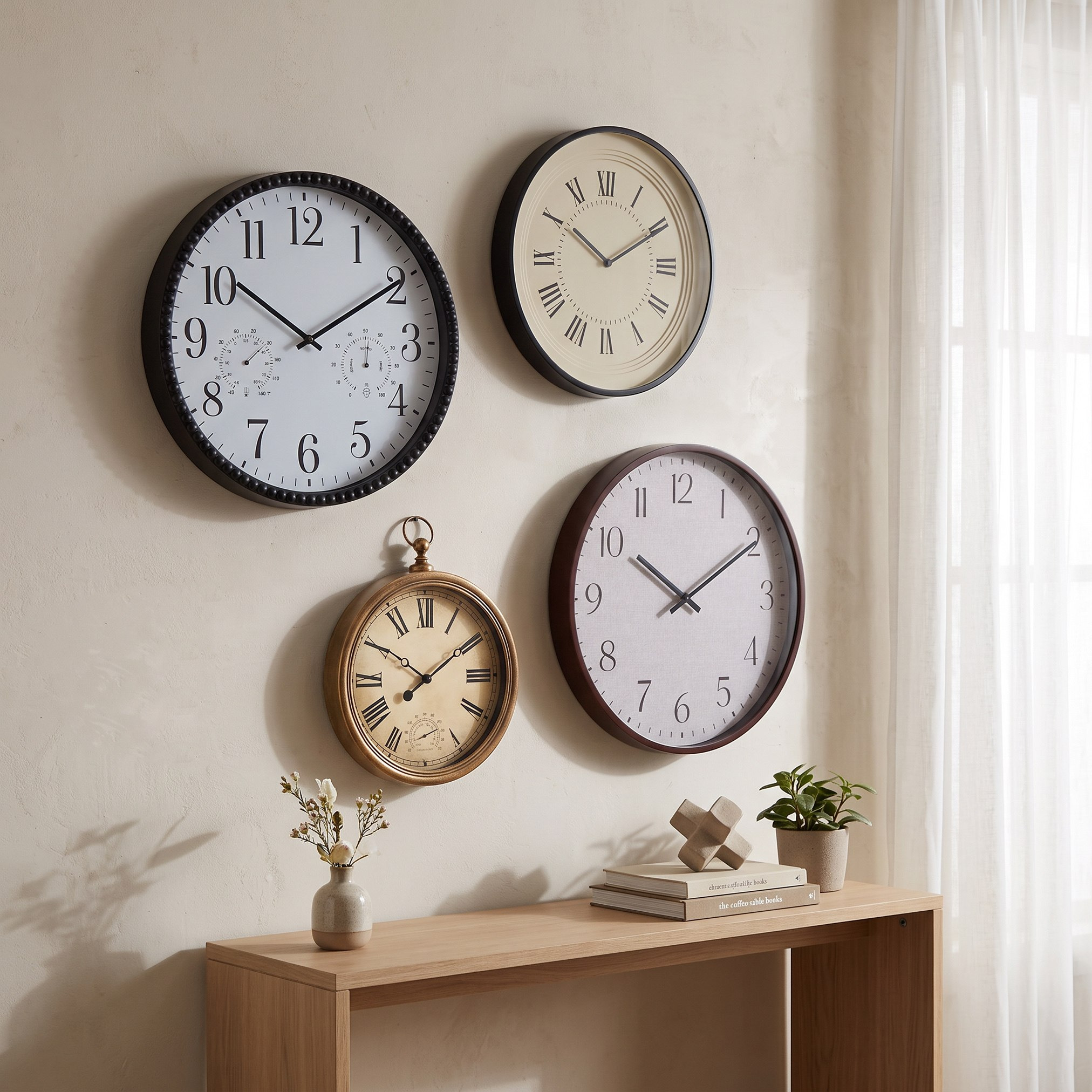 Zaman Compass Wall Clock - 44.4x35.6x4.9 cm-hbxdecorandfurnishings-homeaccessories-clocks-image-3