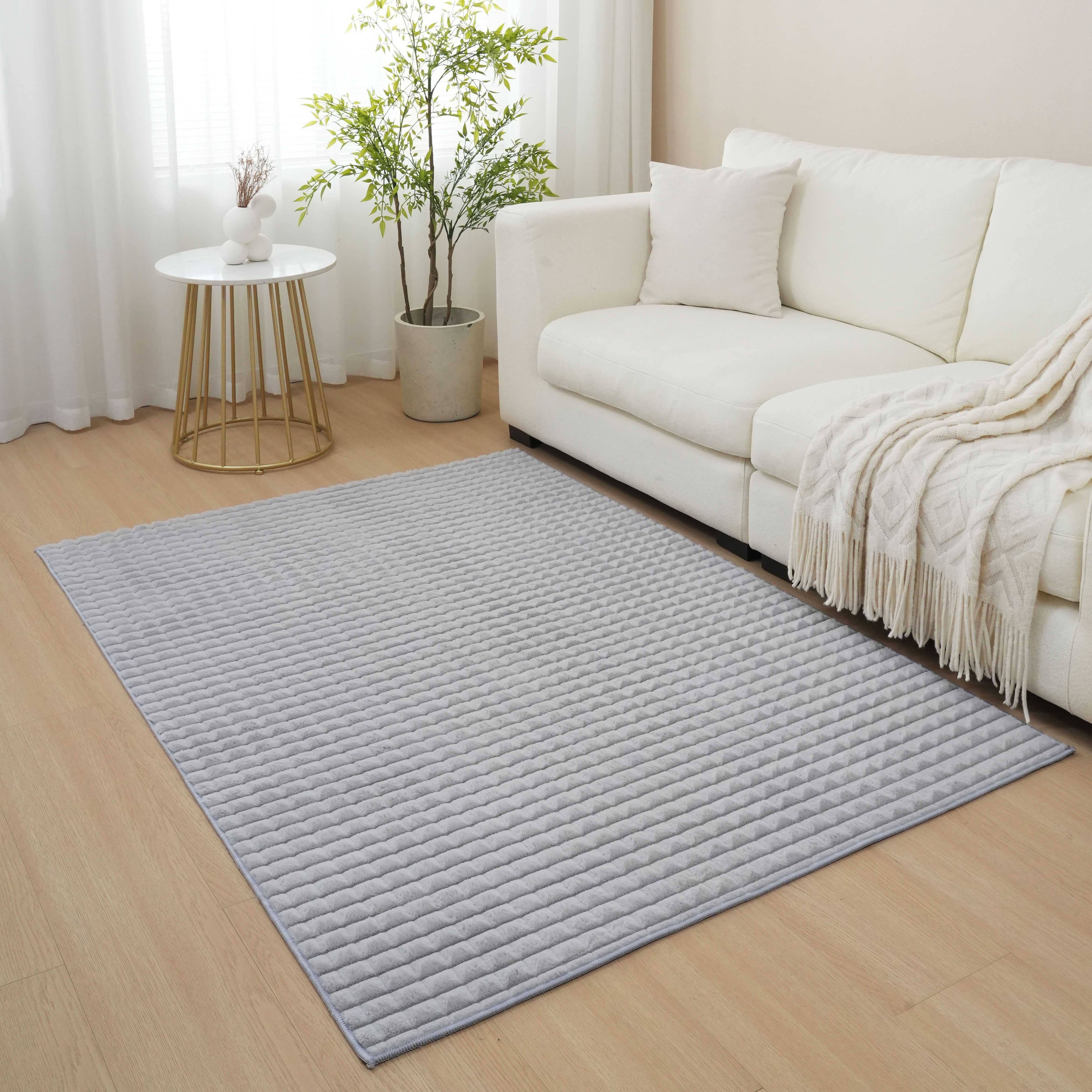 سجادة مخملية وناعمة بنقوش مربعات من إلسدون - 120x170 سم-hbxdecorandfurnishings-floorcoverings-rugs-image-1