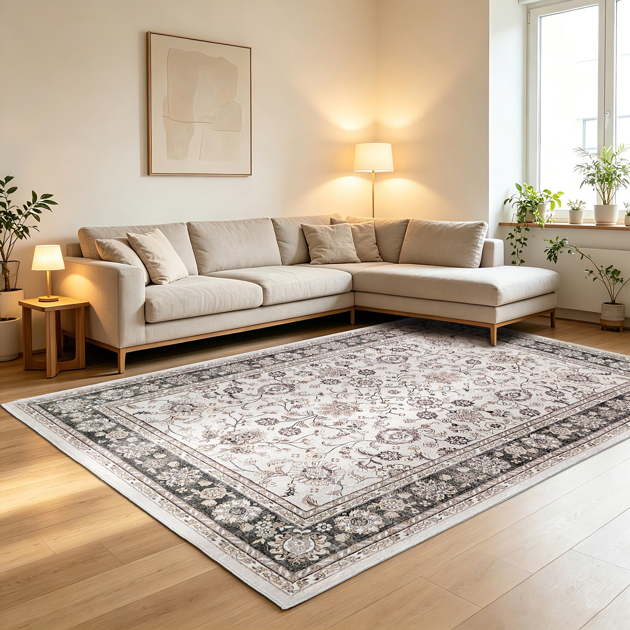Nias Aria Printed Plush Fur Rug - 160x230 cm-hbxdecorandfurnishings-floorcoverings-rugs-image-1