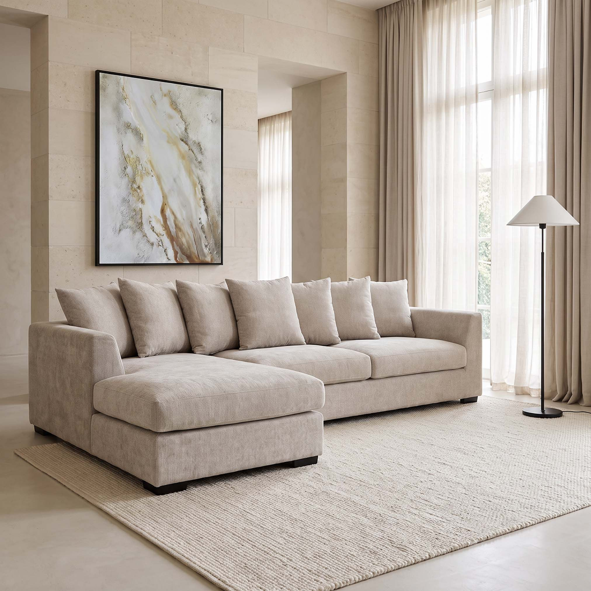 Thea 4-Seater Left Corner Fabric Sofa with 7 Cushions-hbxlivingroom-sofasandarmchairs-cornersofas-image-1
