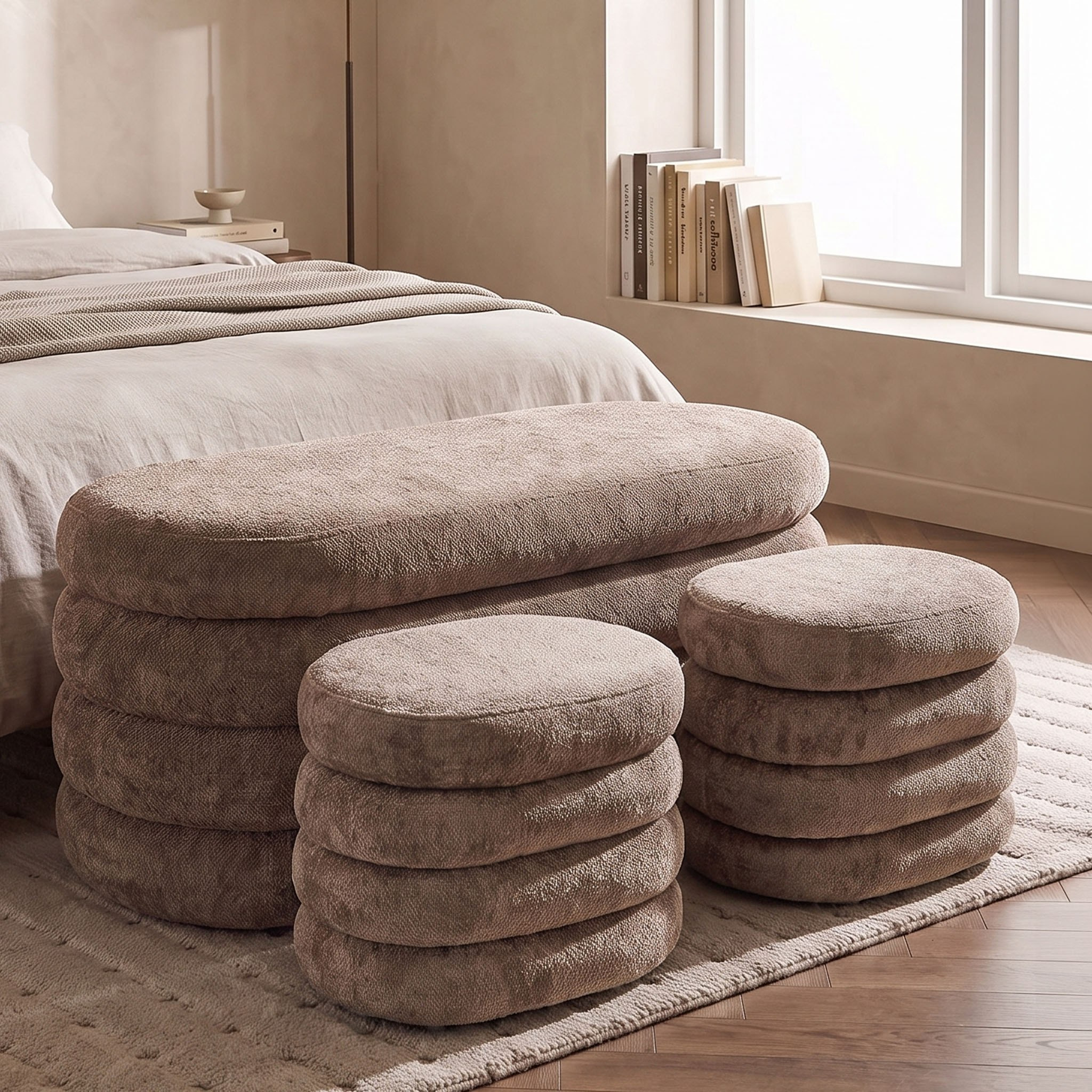 Frida 3-Piece Bed Bench with Storage Ottoman Set-hbxfurniture-sofasandarmchairs-benches-image-1