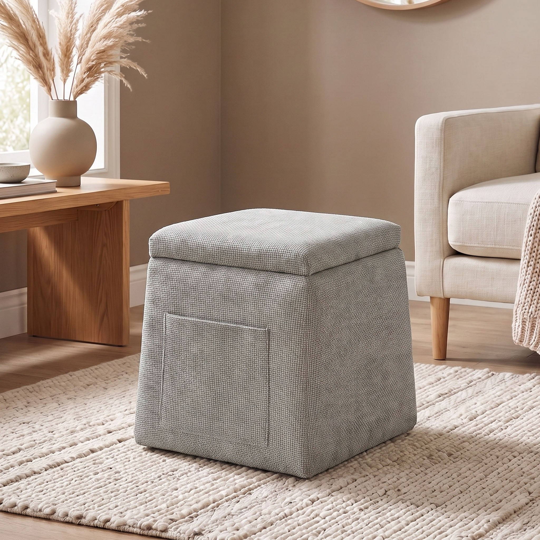 Sven Fabric Ottoman with Storage and Wooden Top-hbxlivingroom-sofasandarmchairs-ottomansandfootstools-image-1