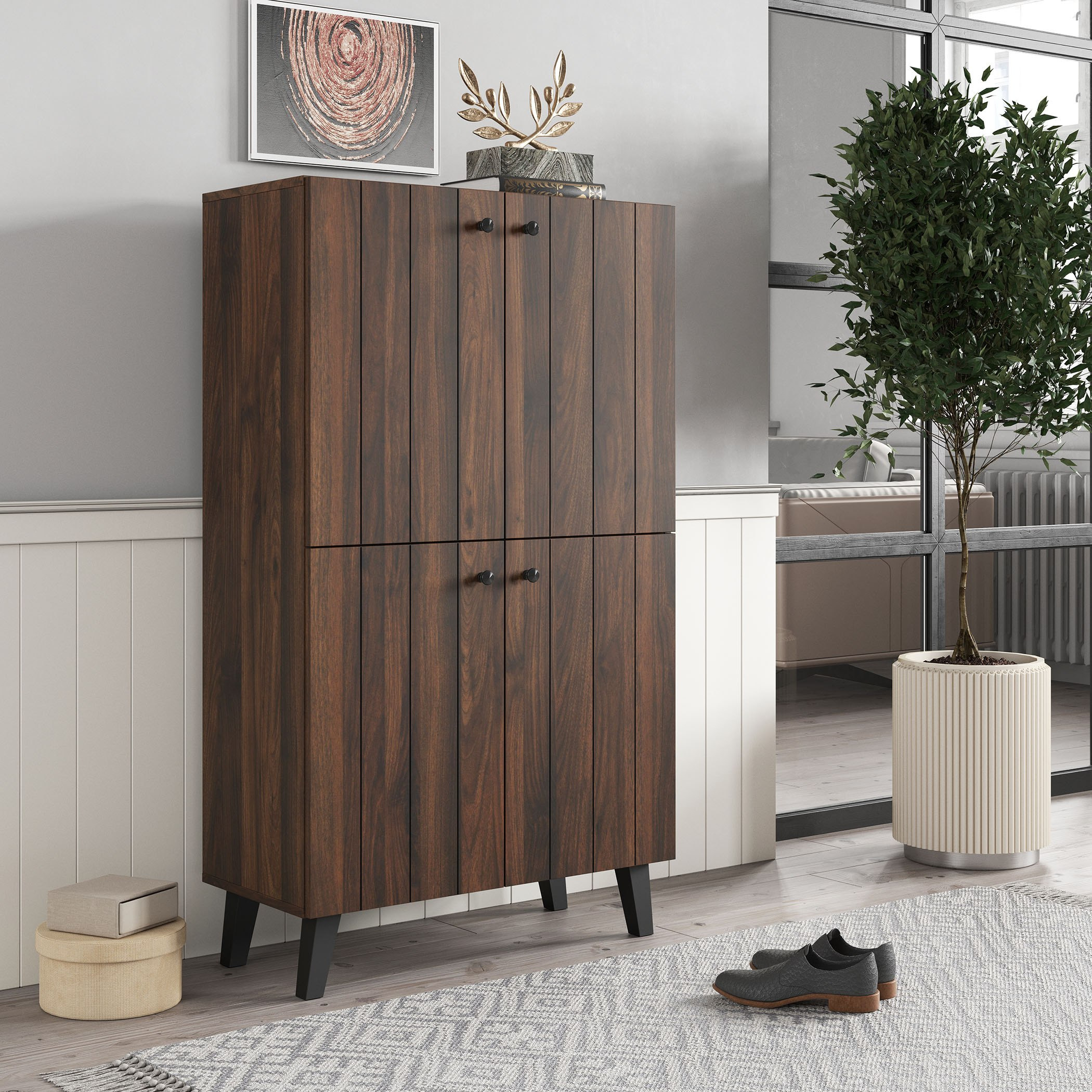 Kulltorp Kairo 18-Pair Tall Shoe Cabinet with 4 Doors-hbxbedroom-shoecabinetsandracks-image-1