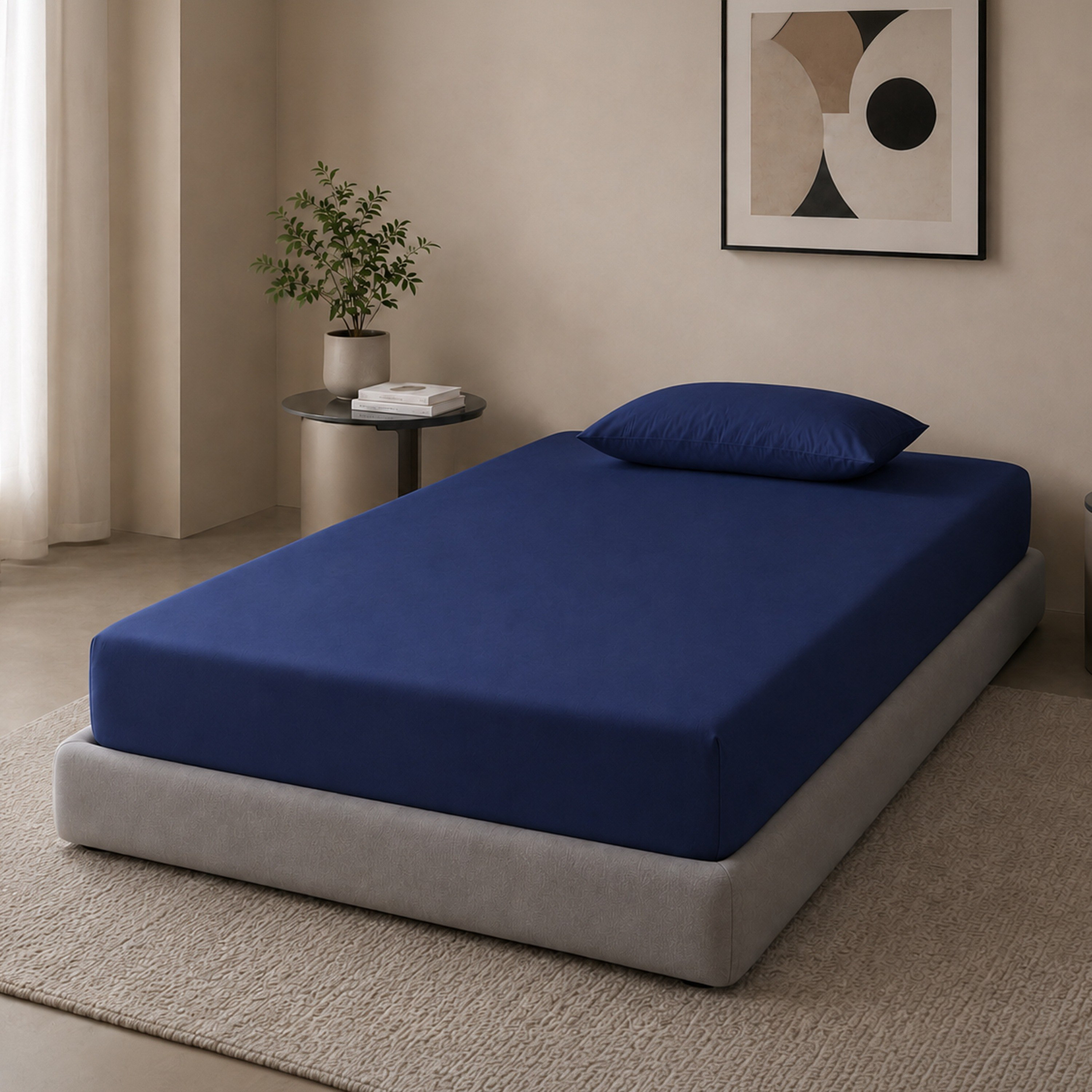 Newport 600 Thread Count 2-Piece Solid Single Fitted Sheet Set - 90x200+36 cm-hbxhomeware-bedding-fittedsheets-image-1