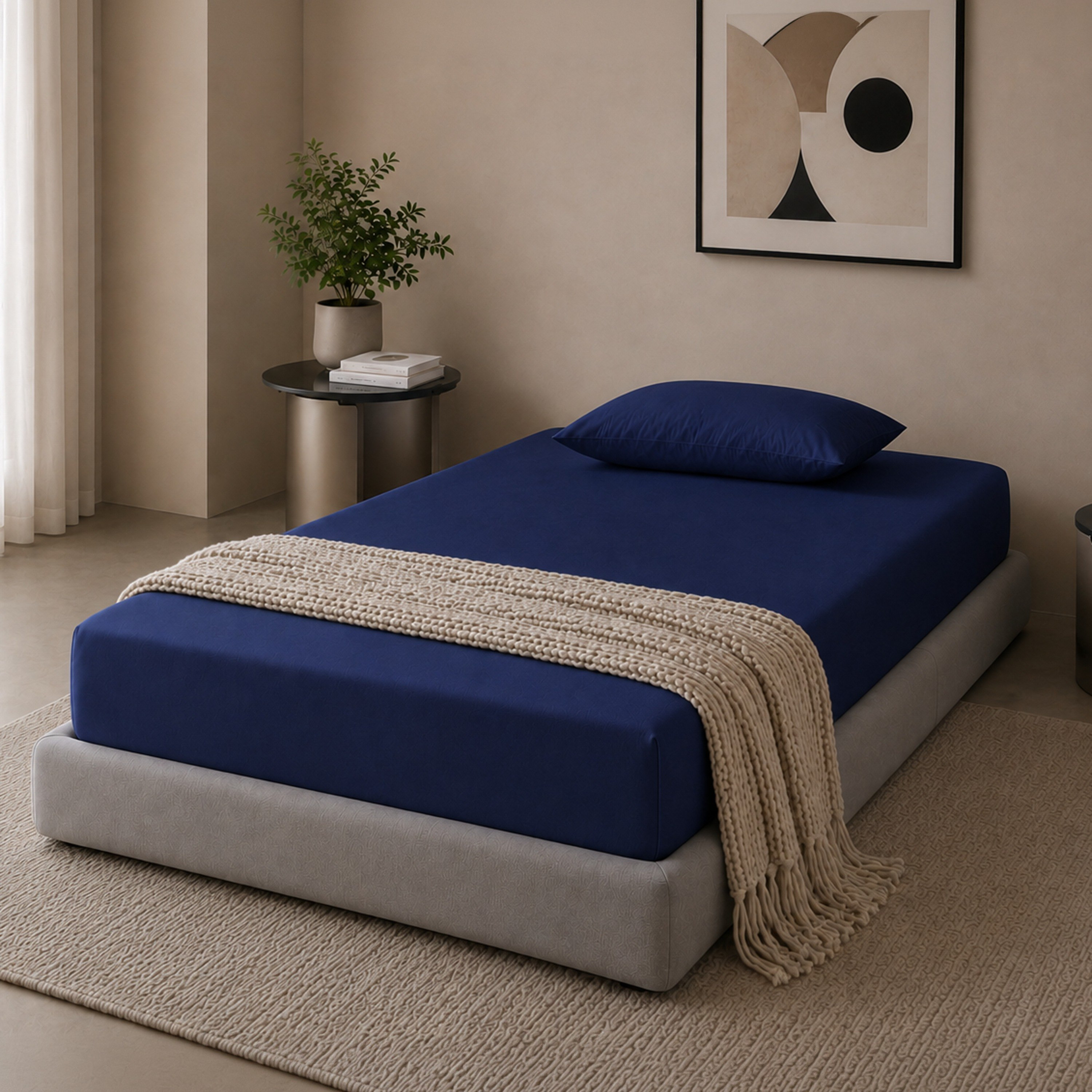 Newport 600 Thread Count 2-Piece Solid Single Fitted Sheet Set - 90x200+36 cm-hbxhomeware-bedding-fittedsheets-image-5