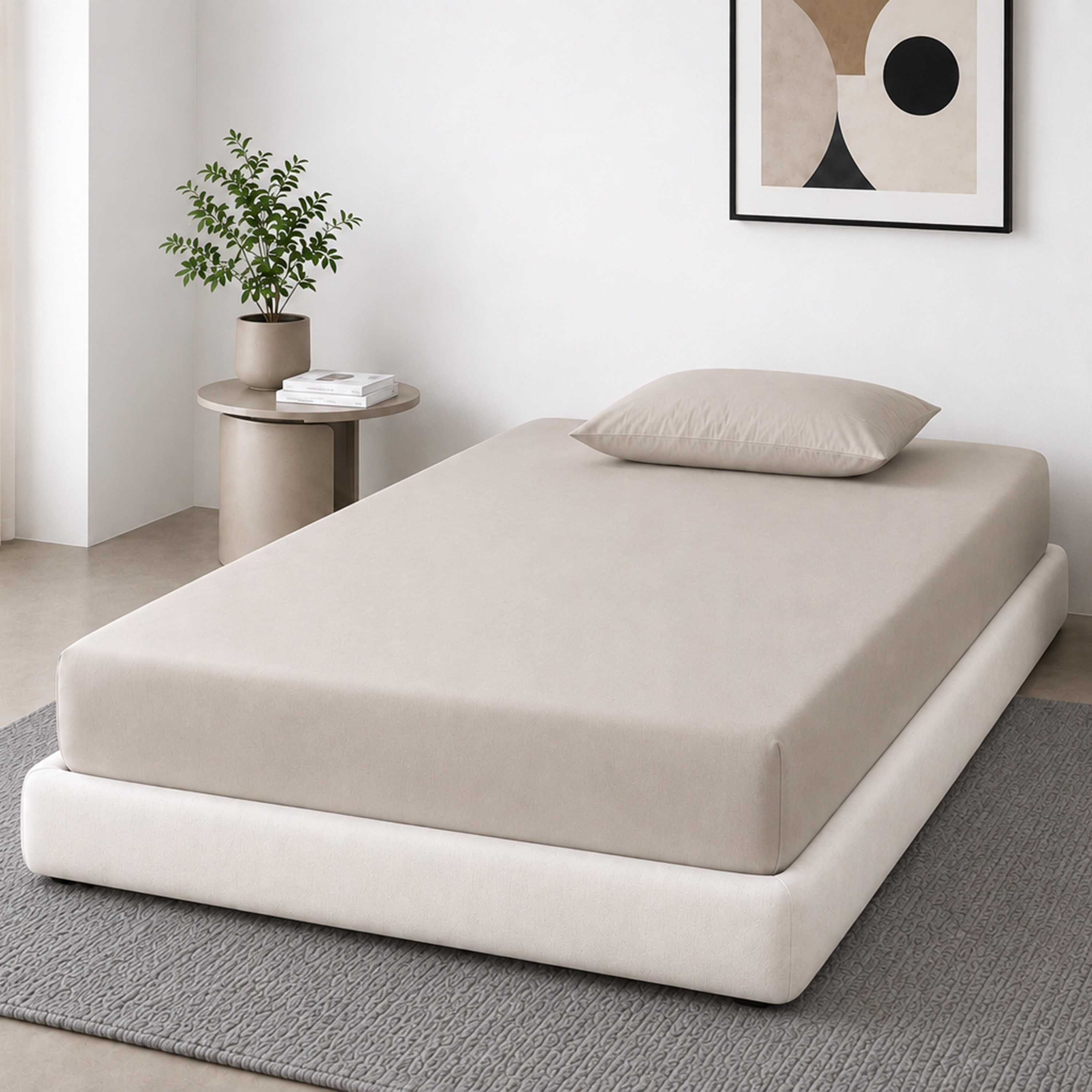 Newport 600 Thread Count 2-Piece Solid Single Fitted Sheet Set - 90x200+36 cm-hbxhomeware-bedding-fittedsheets-image-1