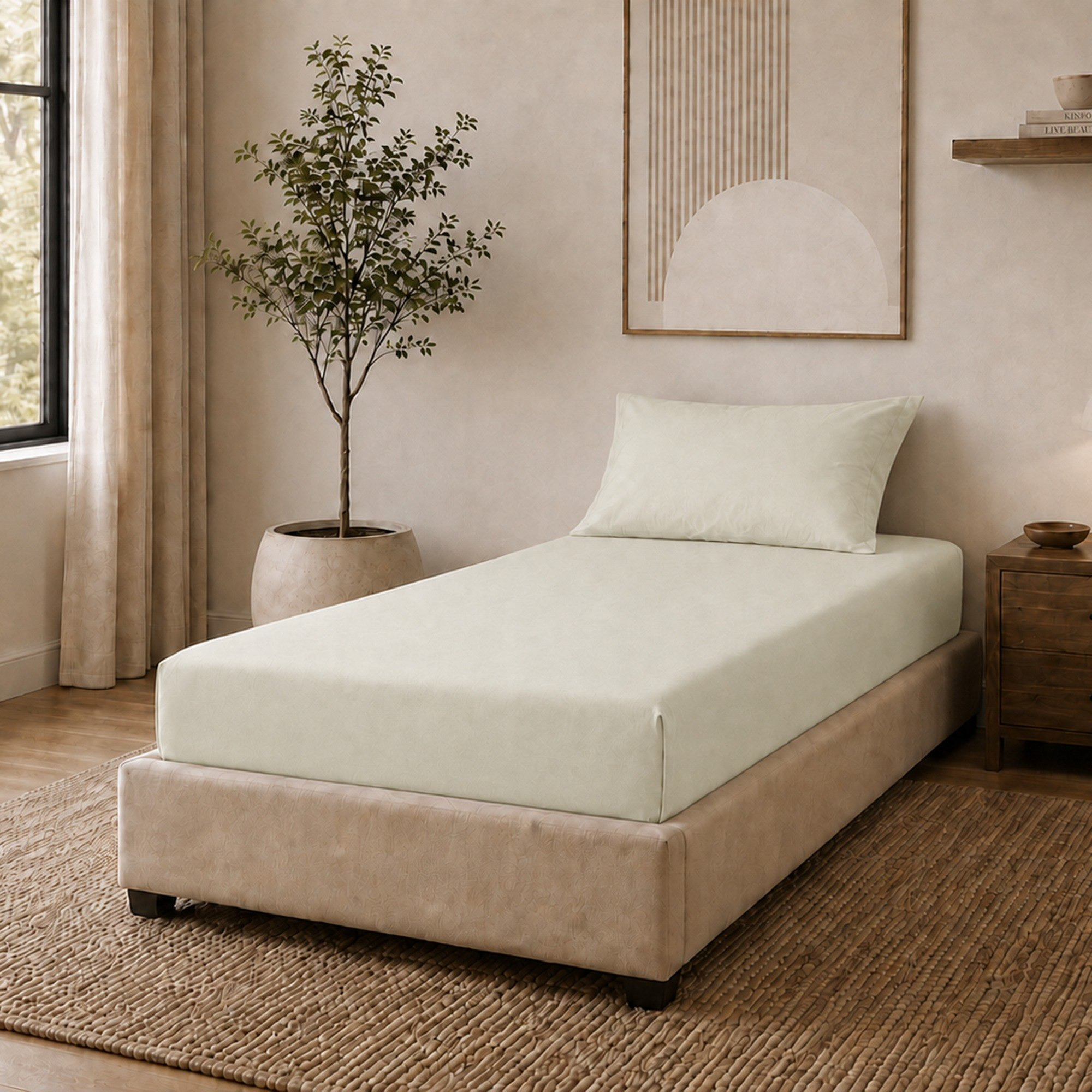 Newport 600 Thread Count 2-Piece Solid Twin Fitted Sheet Set - 120x200+36 cm-hbxhomeware-bedding-fittedsheets-image-1