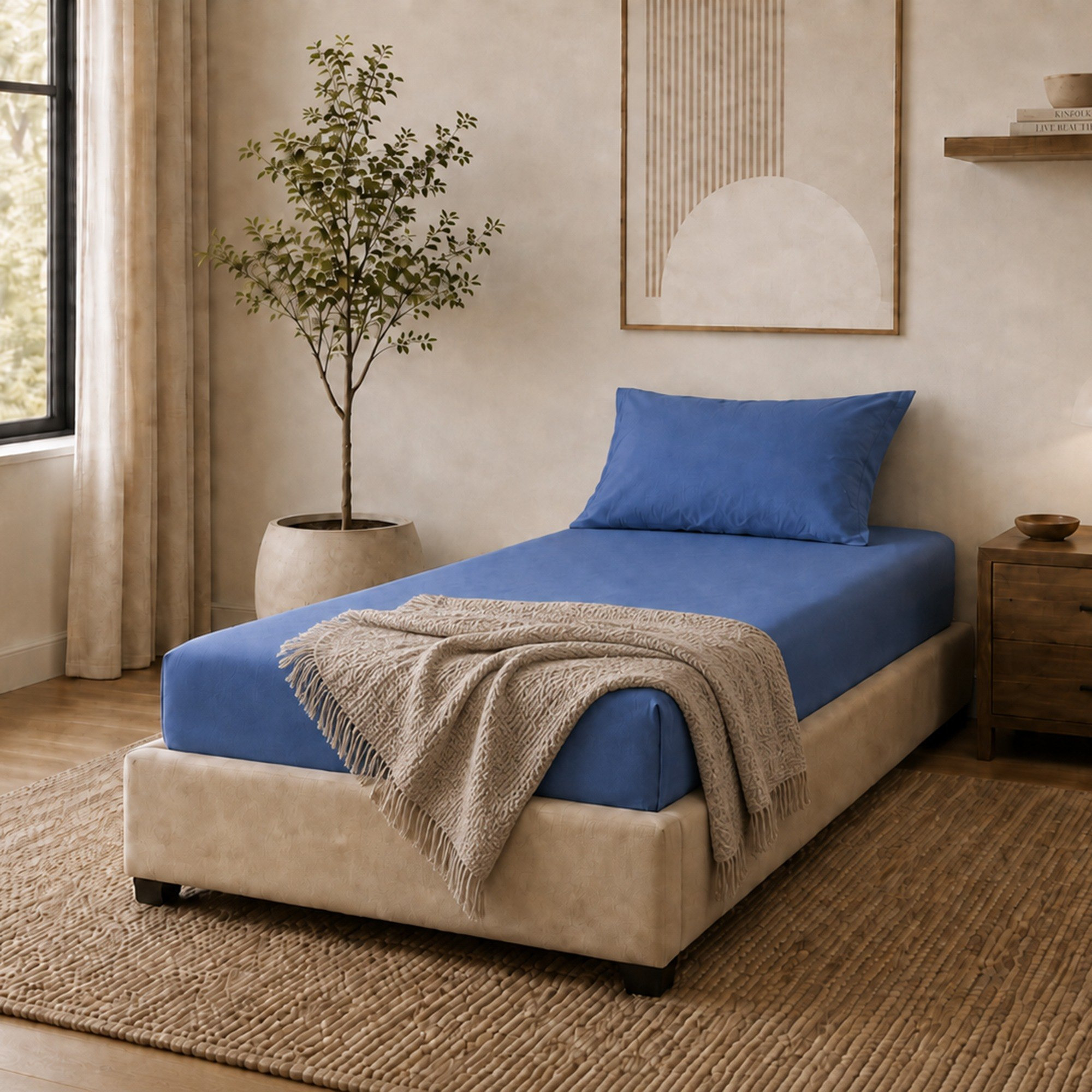 Newport 600 Thread Count 2-Piece Solid Twin Fitted Sheet Set - 120x200+36 cm-hbxhomeware-bedding-fittedsheets-image-5