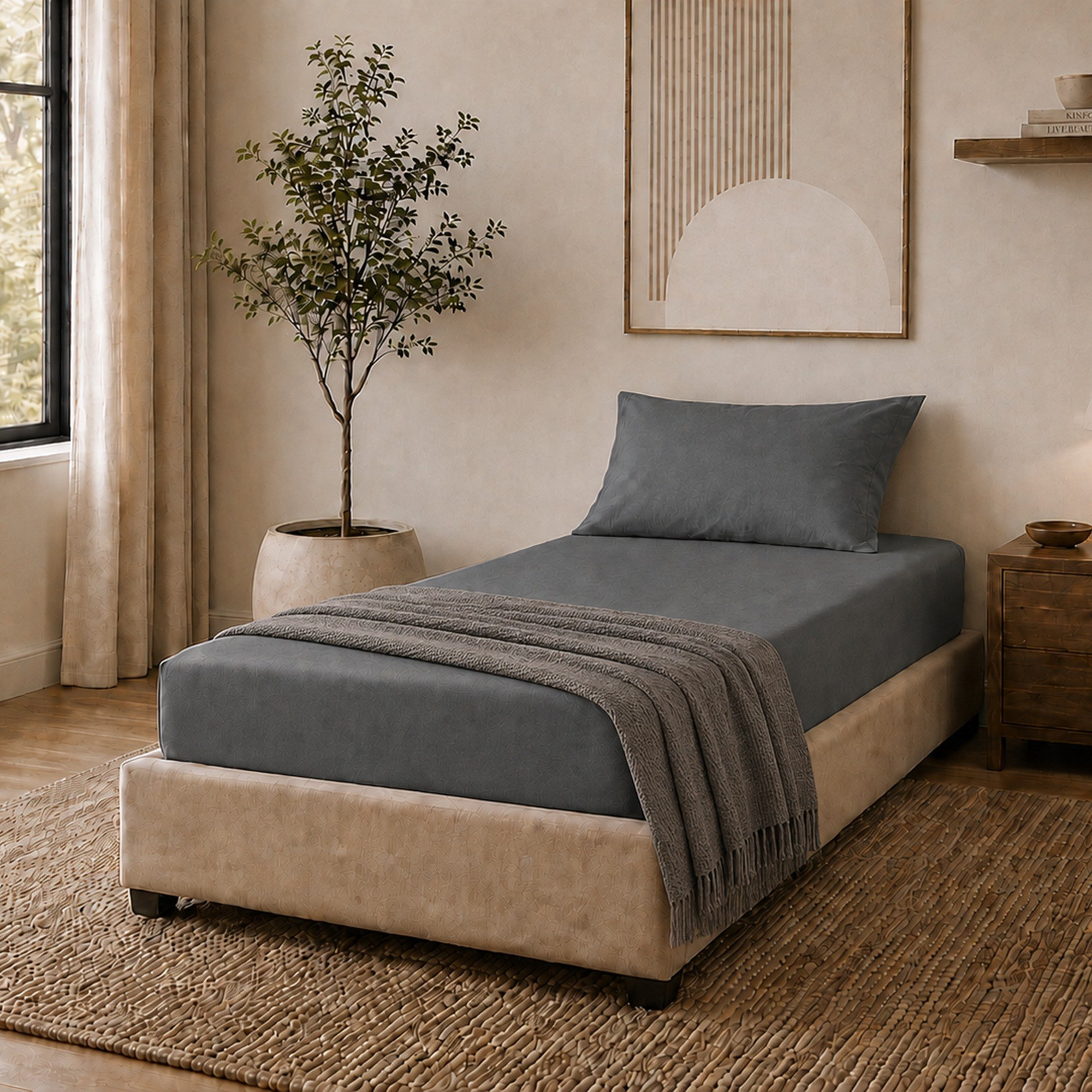 Newport 600 Thread Count 2-Piece Solid Twin Fitted Sheet Set - 120x200+36 cm-hbxhomeware-bedding-fittedsheets-image-5